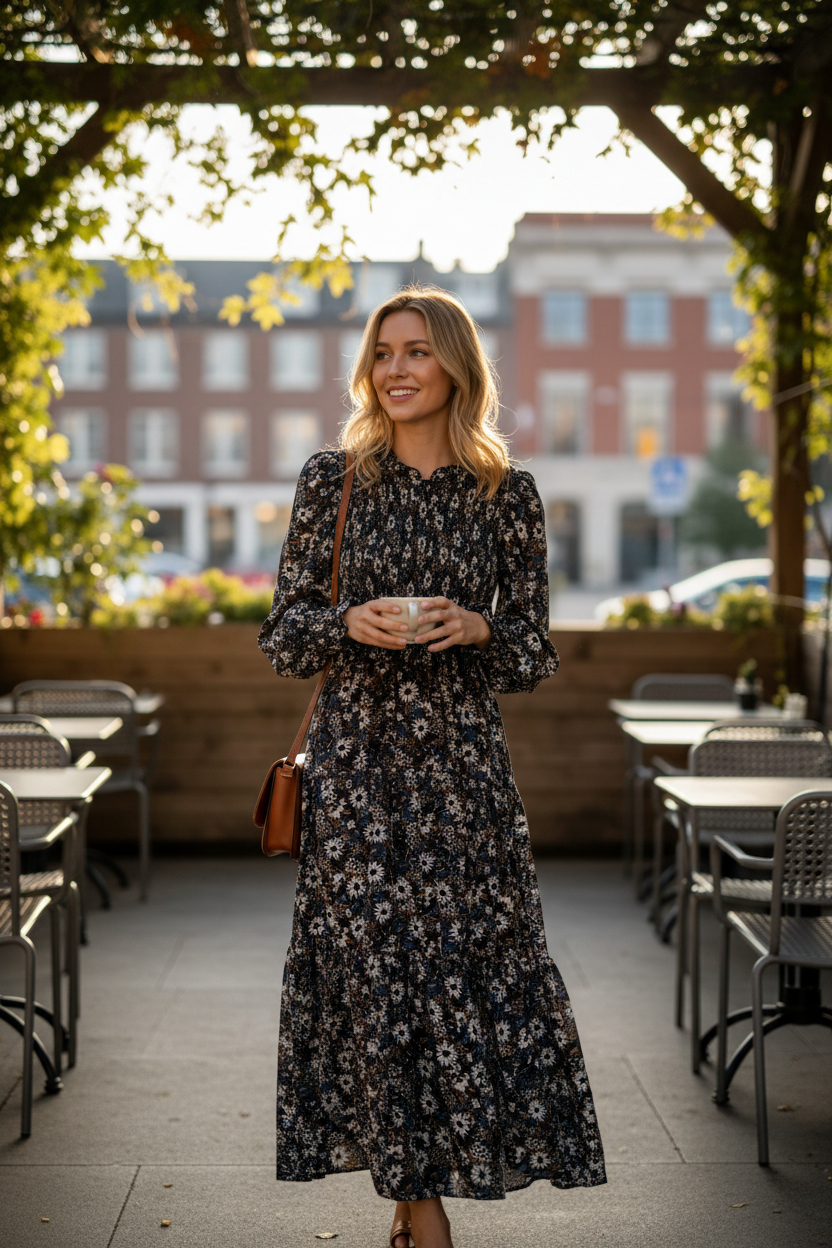 Anthropologie - By The River Long Sleeve Smocked Maxi Dress - Image 1