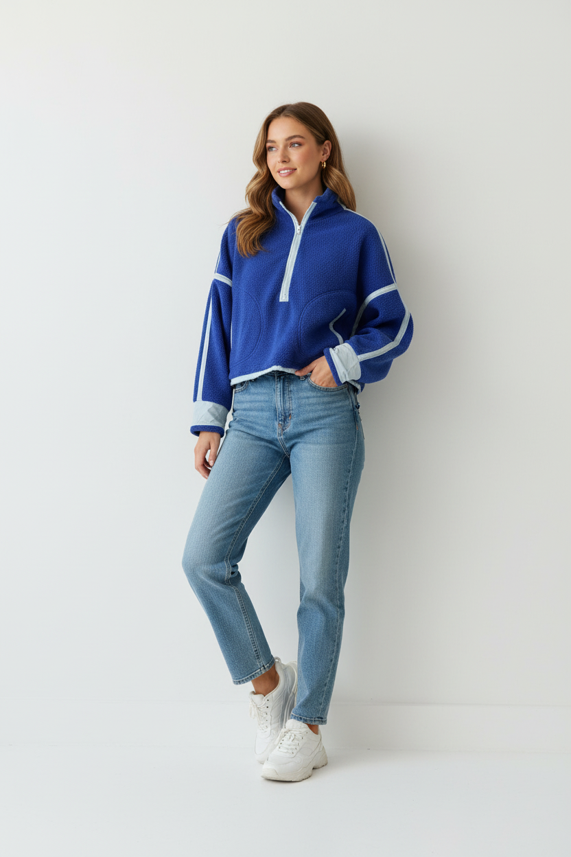 Panadila Womens Half Zip Sherpa Fleece Pullover Soft Oversized - Image 1