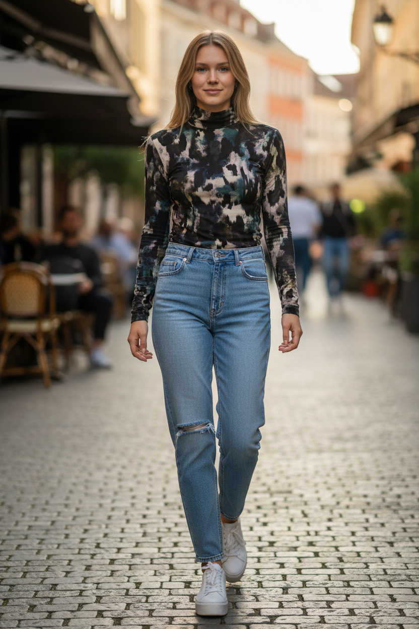 Sanctuary - It's She Lovely Mesh Mock neck long-sleeve Top - Image 1