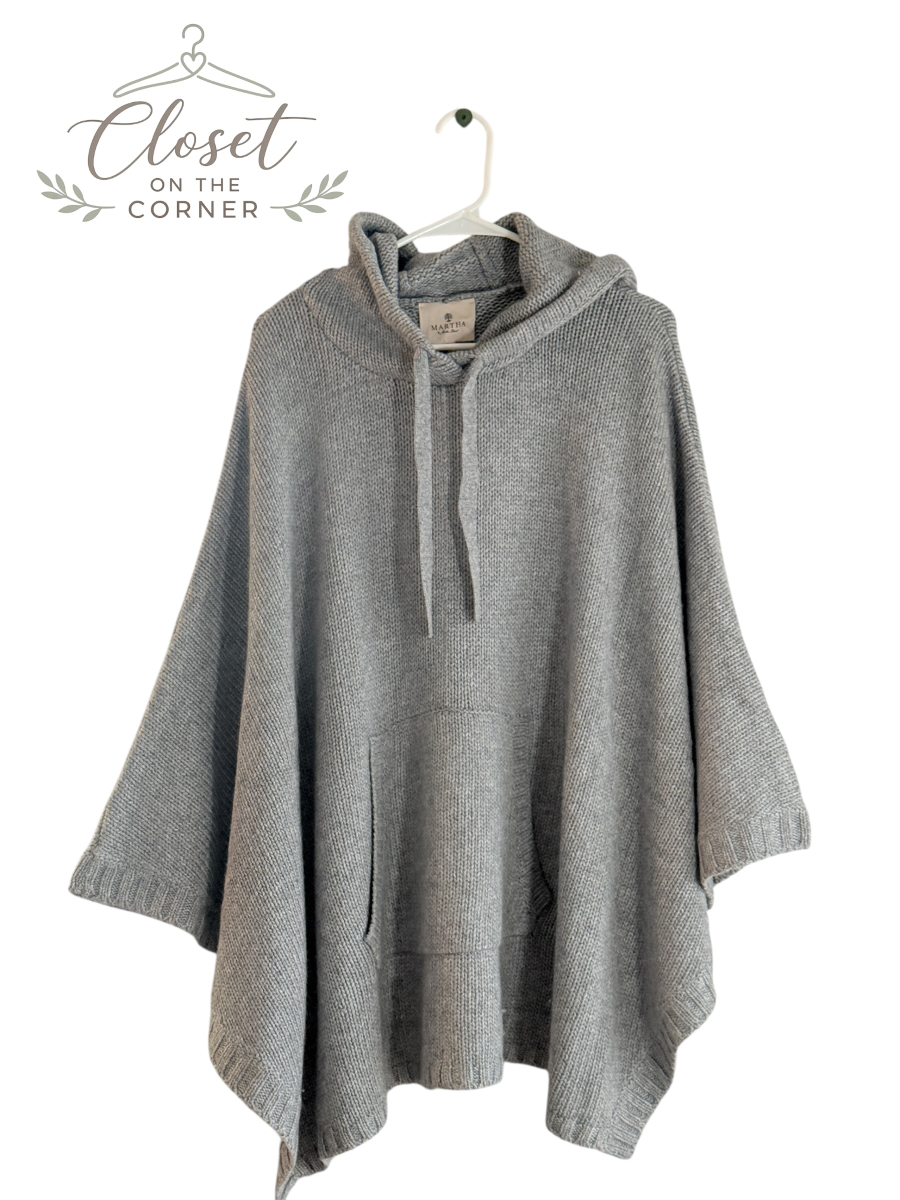 Martha Stewart Hooded Poncho Pull Over Sweater Cashmere Blend thumbnail 2