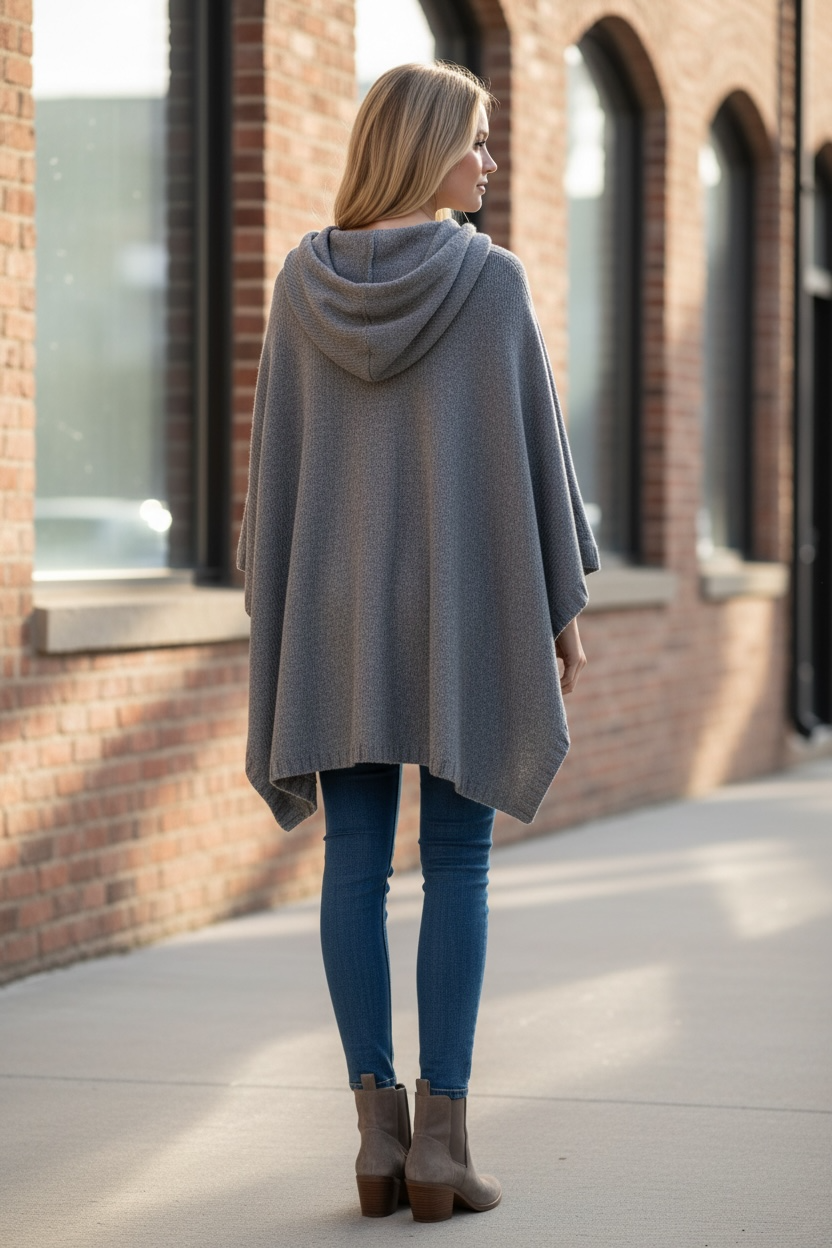 Martha Stewart Hooded Poncho Pull Over Sweater Cashmere Blend thumbnail 4