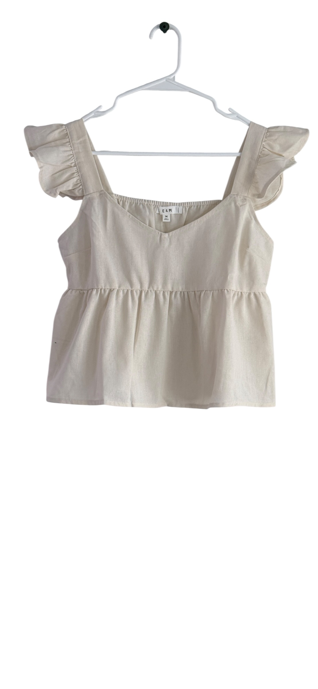 E & M - Peplum Cropped Ruffle Sleeve Top thumbnail 2