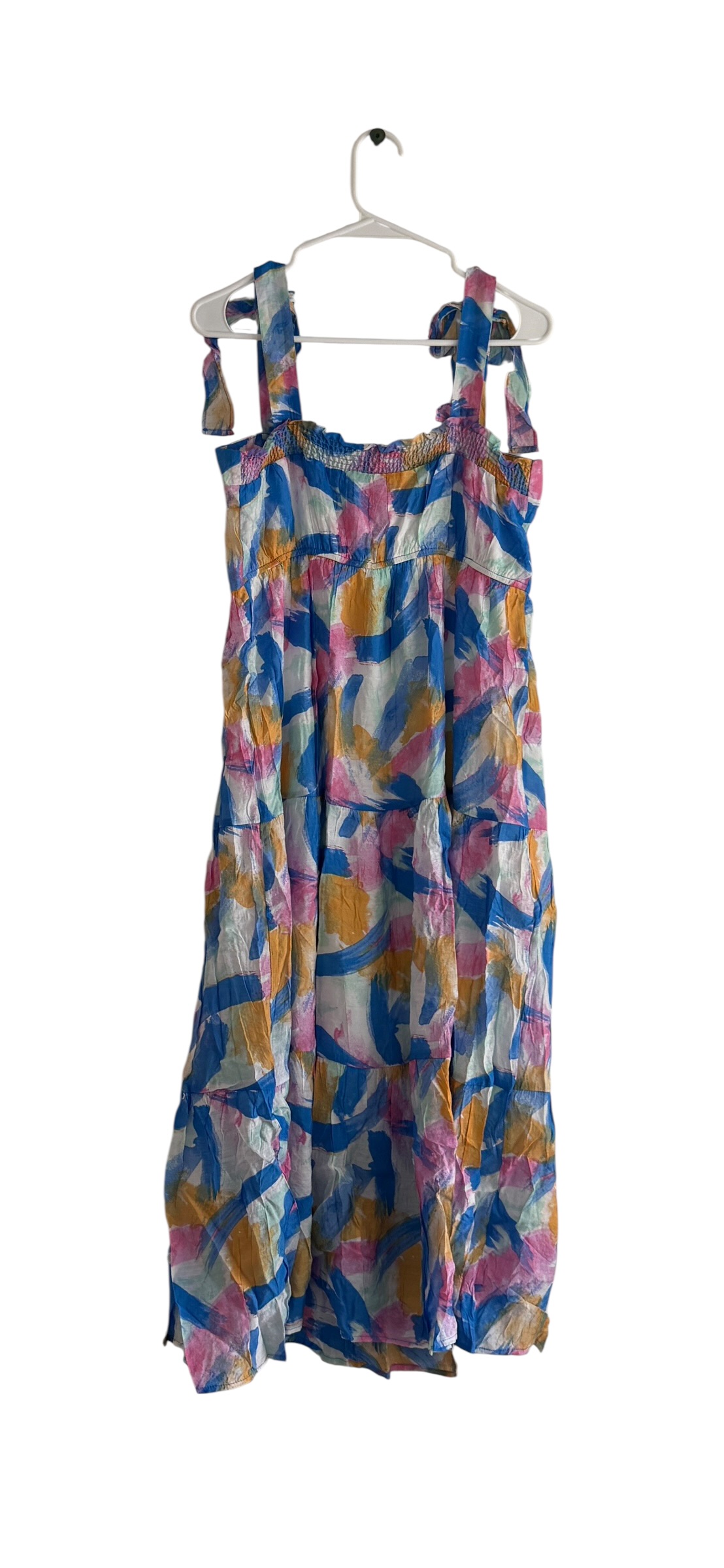 Anthropology- Blu Pepper Tie Strap Tiered Brush Stroke Midi Dress thumbnail 3
