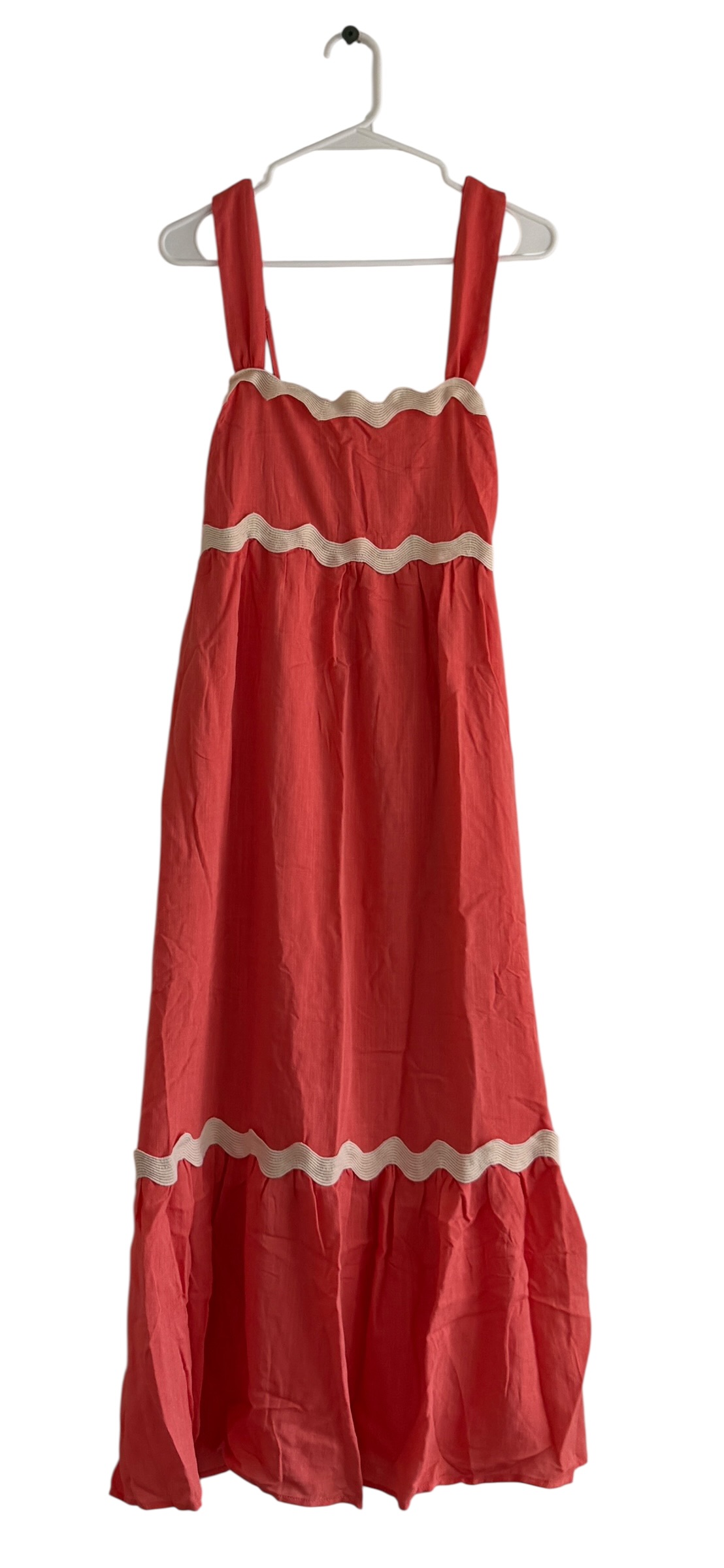 Blu Pepper Wavy Trim Empire Waist Sleeveless Midi Dress thumbnail 2