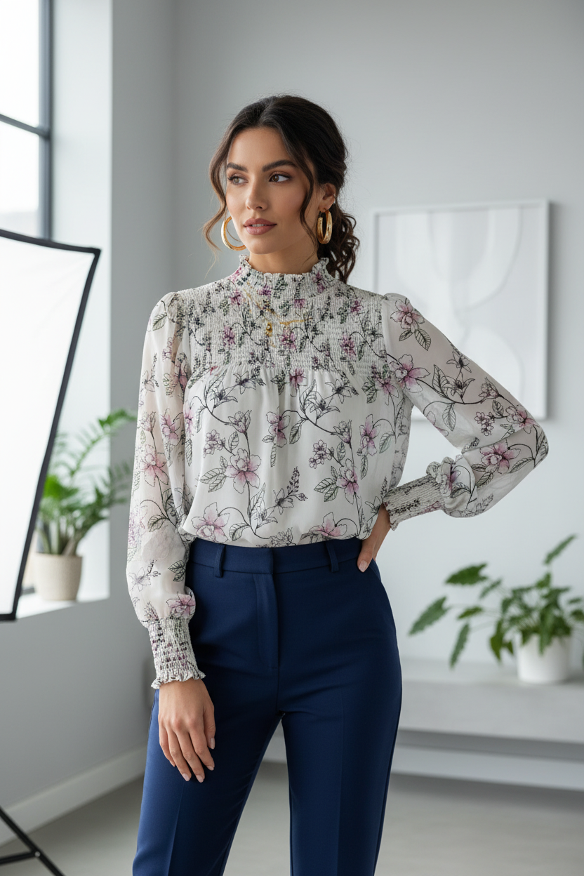 Cure Smocked Floral Blouse - Image 1