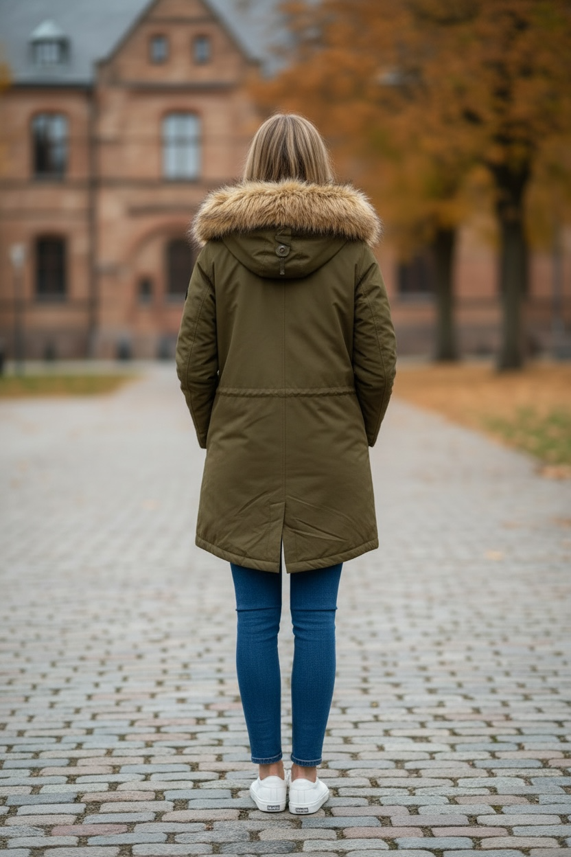 Martha Stewart Fur Trim Hooded Parka Jacket True Olive thumbnail 6