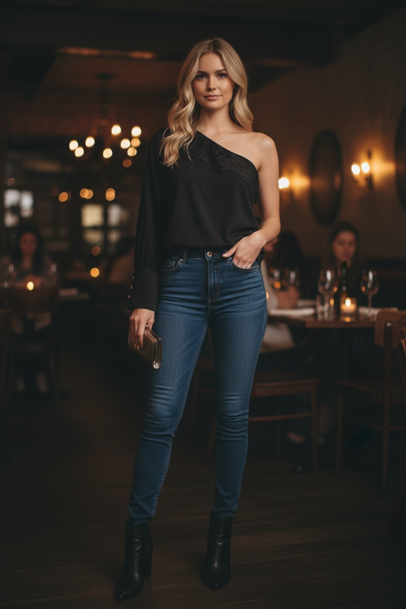 Anthropologie - Off the Shoulder Top with Lace Trim and Button Cuffs - Image 1