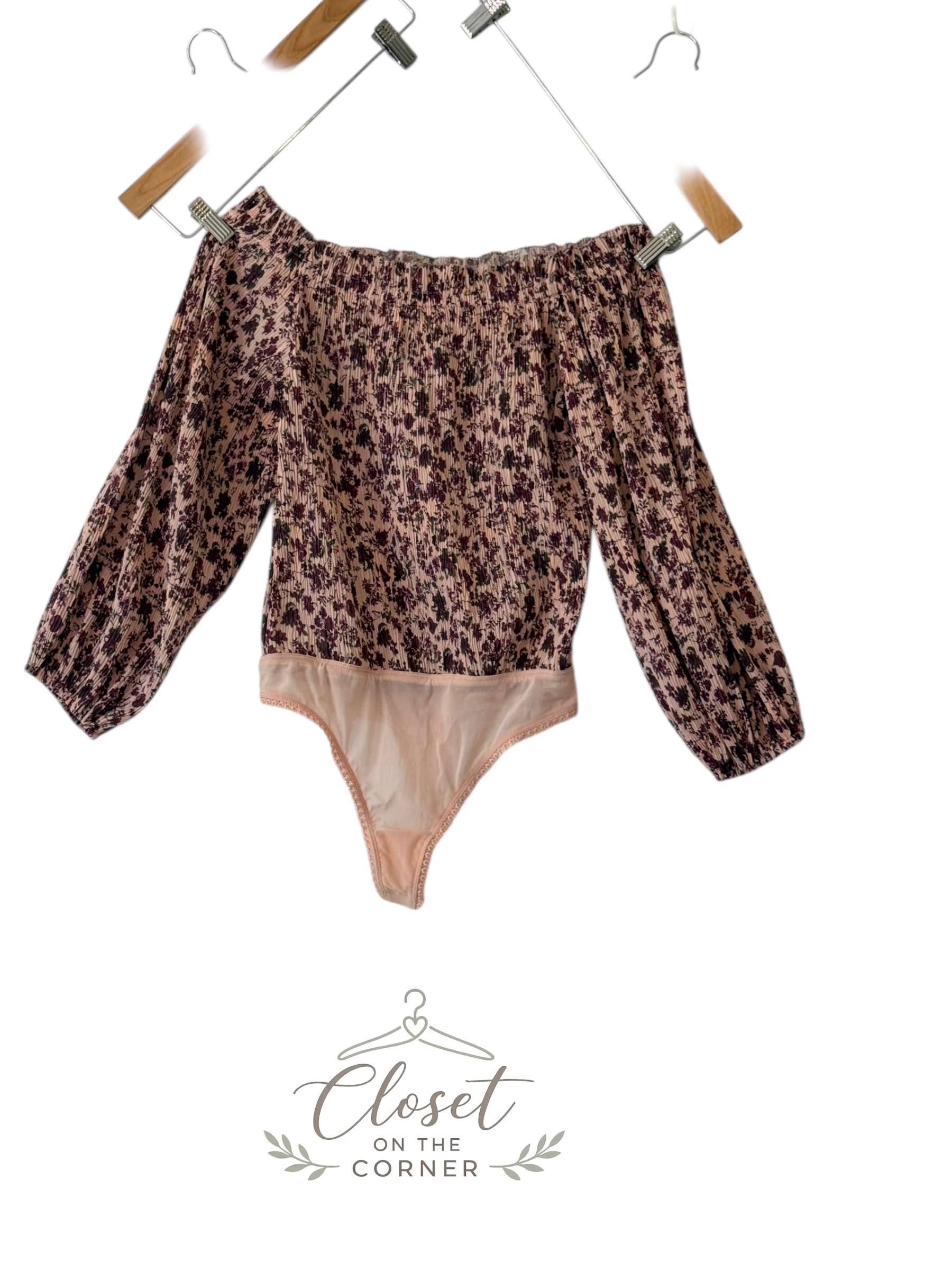 Free People Night Owl - Floral Print Smocked Off-Shoulder Bodysuit thumbnail 2