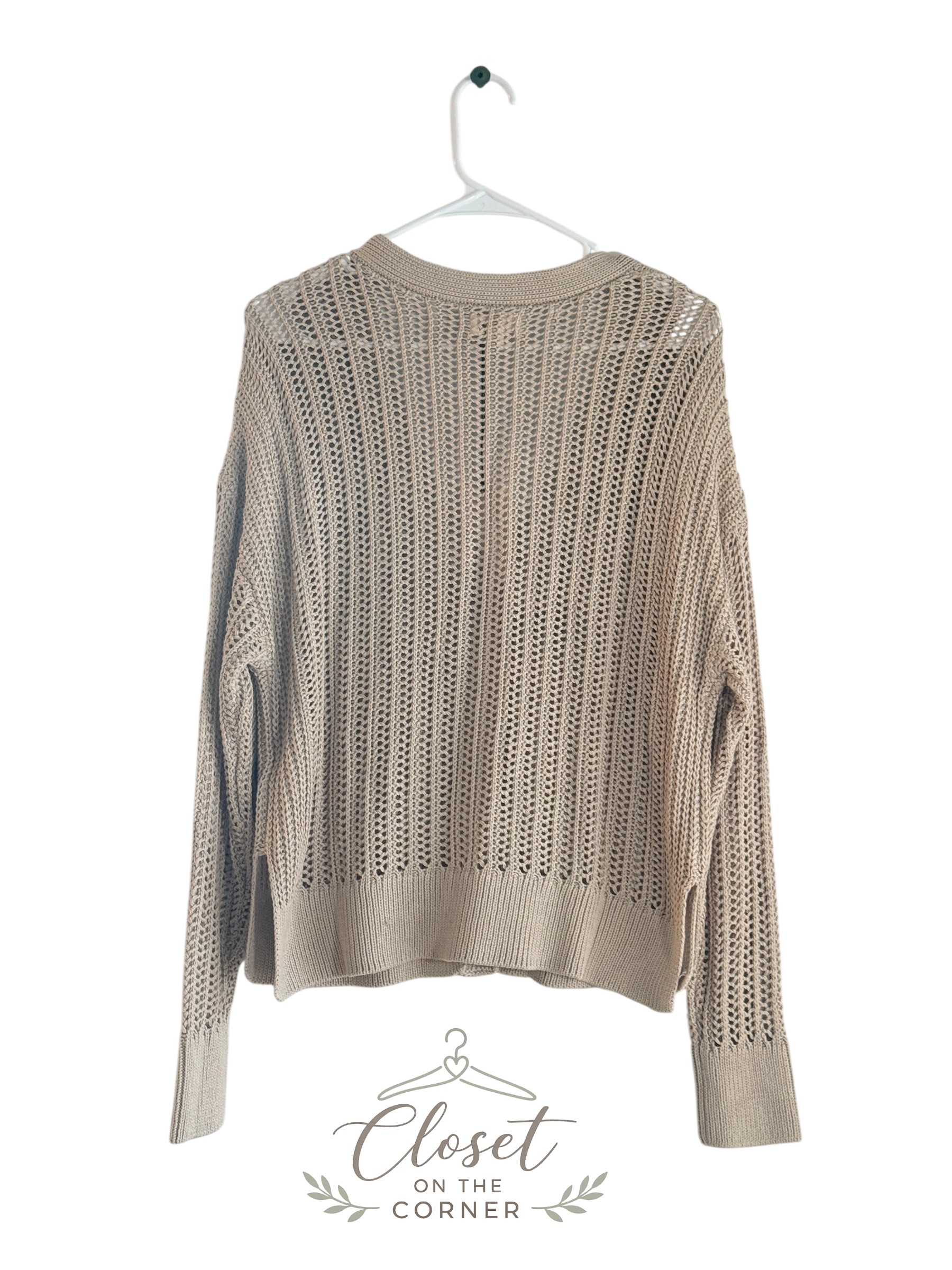 Elan V Neck Button Open Weave Cardigan Sweater thumbnail 3