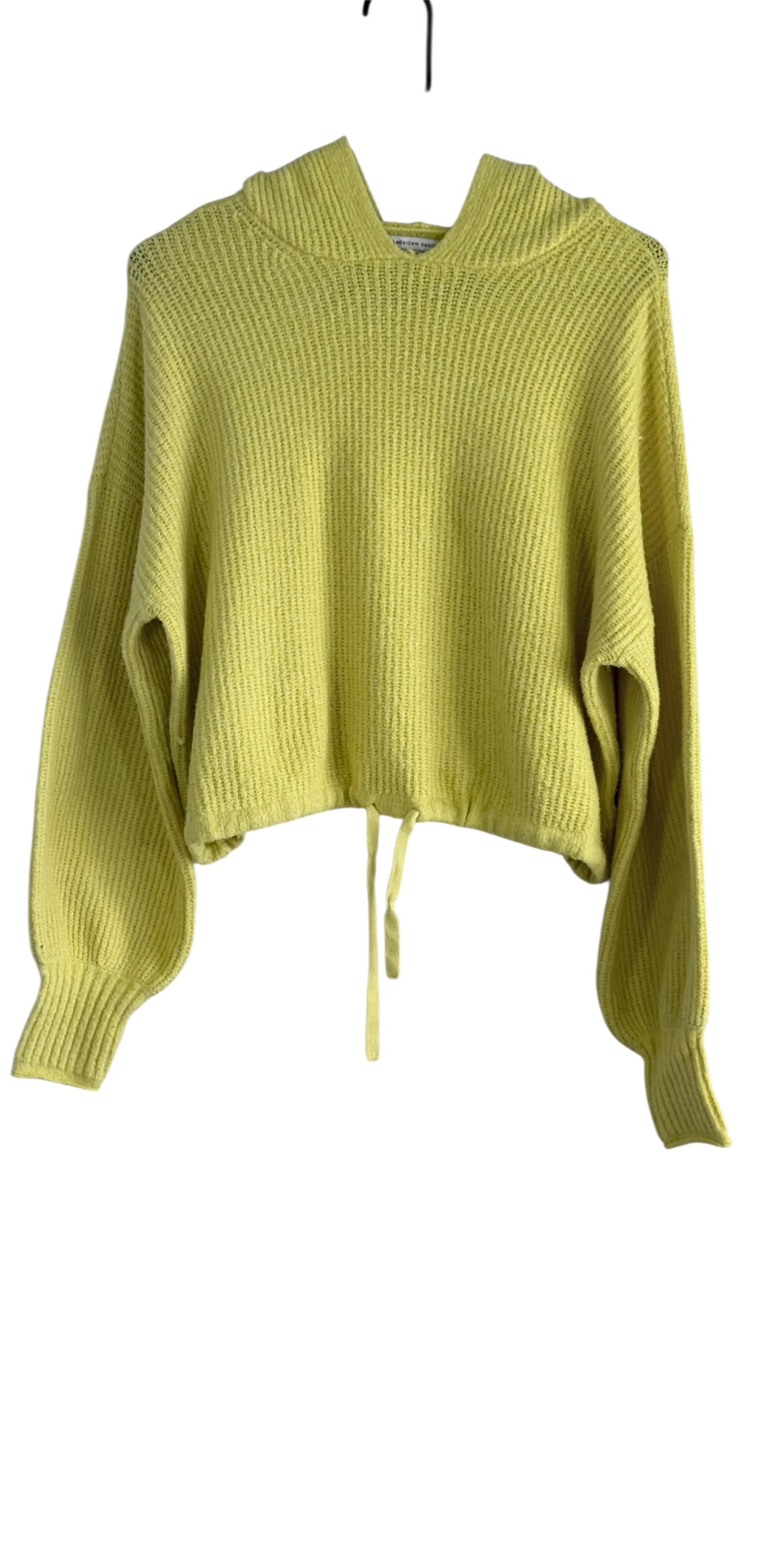 American Eagle Yellow Cinch Crop Hooded Sweater. thumbnail 2