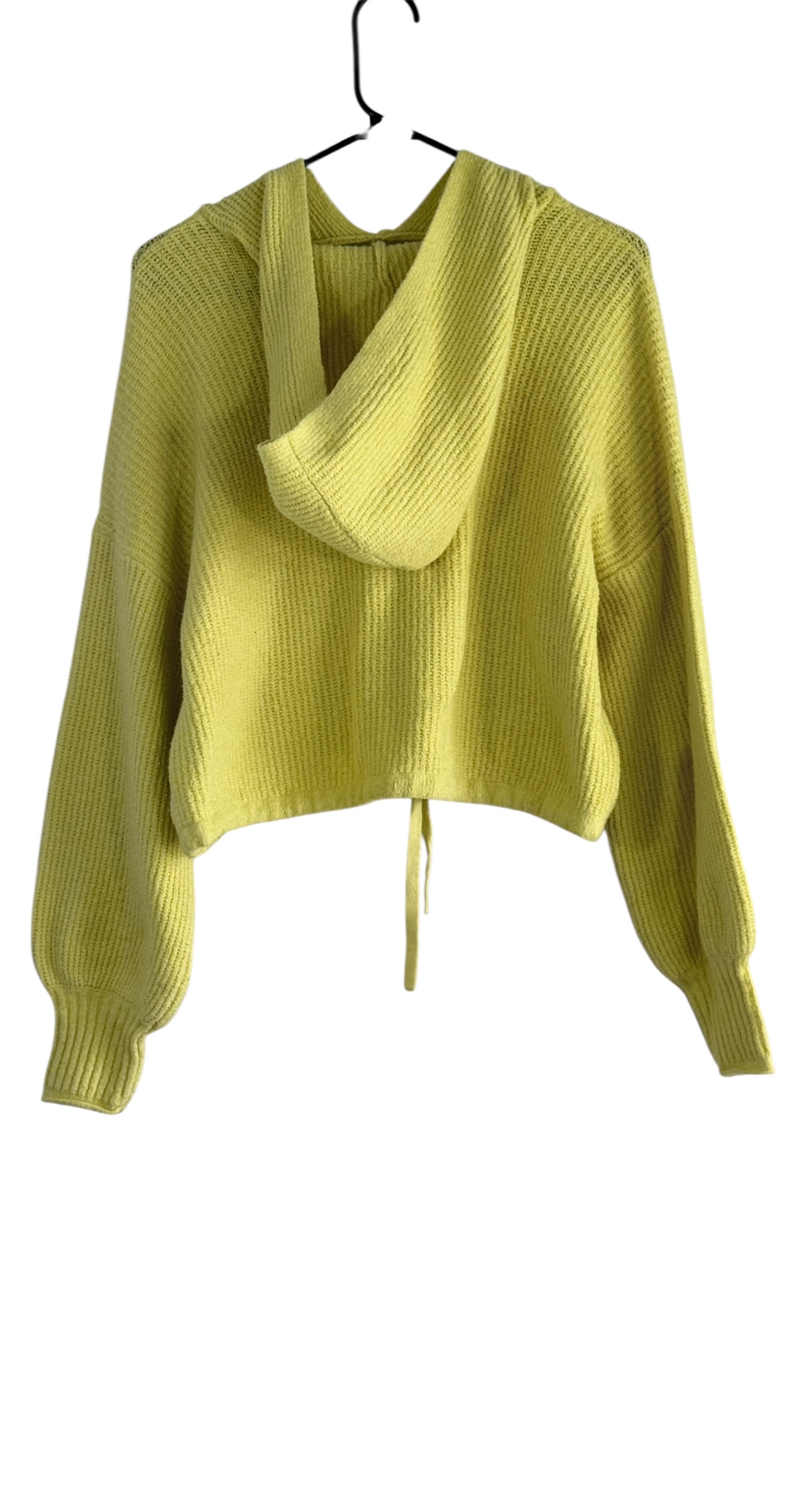 American Eagle Yellow Cinch Crop Hooded Sweater. thumbnail 3