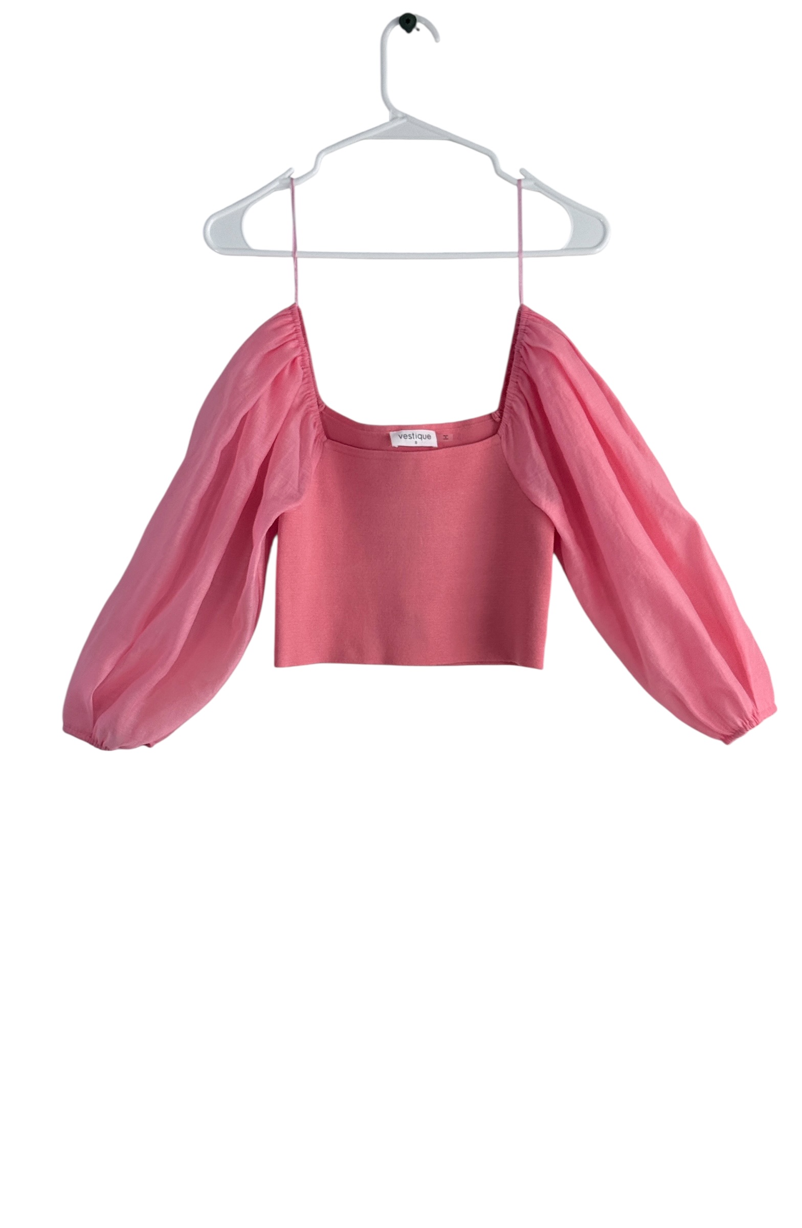 Vestique Cropped Sheer Mesh Puff Sleeves Top thumbnail 2