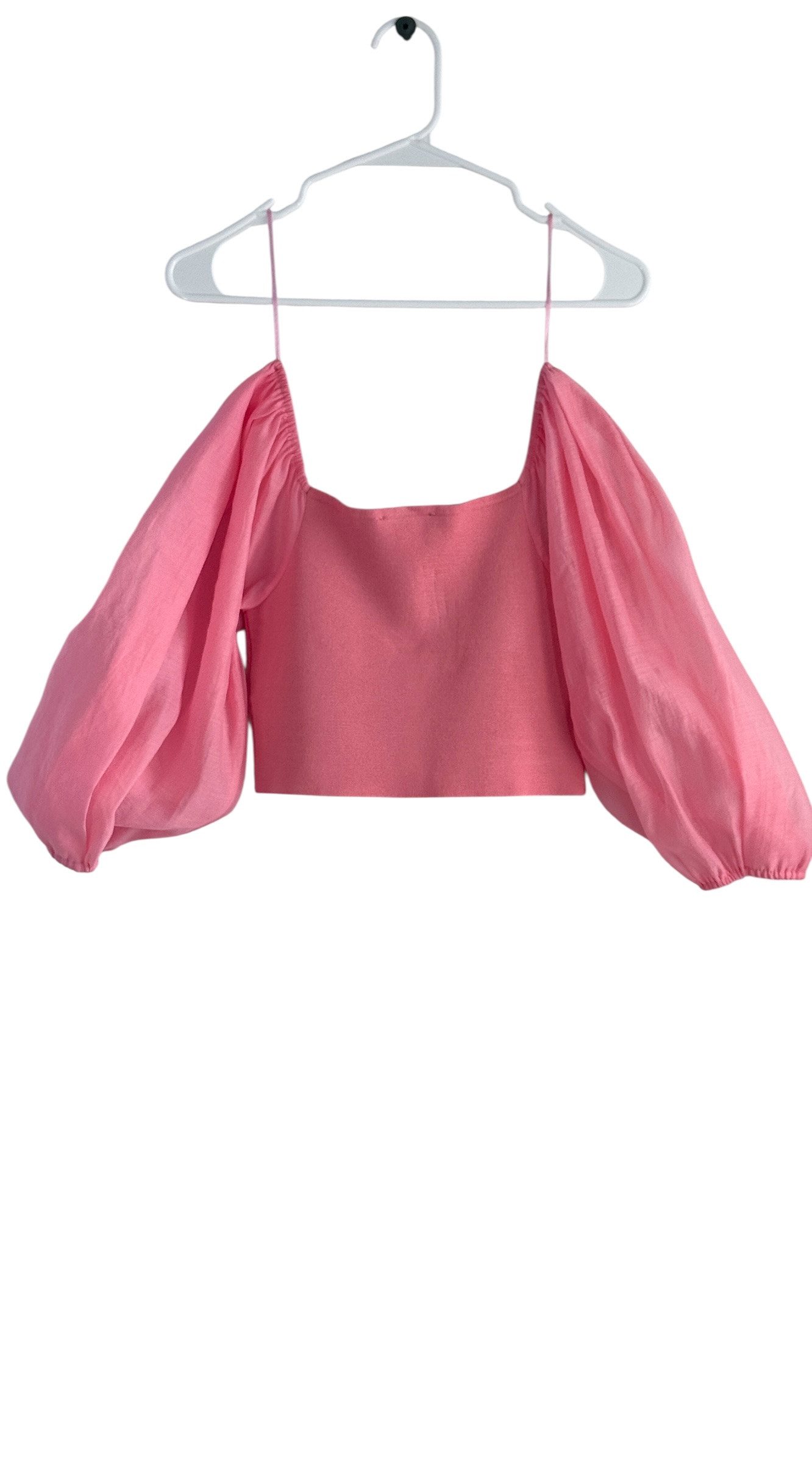 Vestique Cropped Sheer Mesh Puff Sleeves Top thumbnail 3