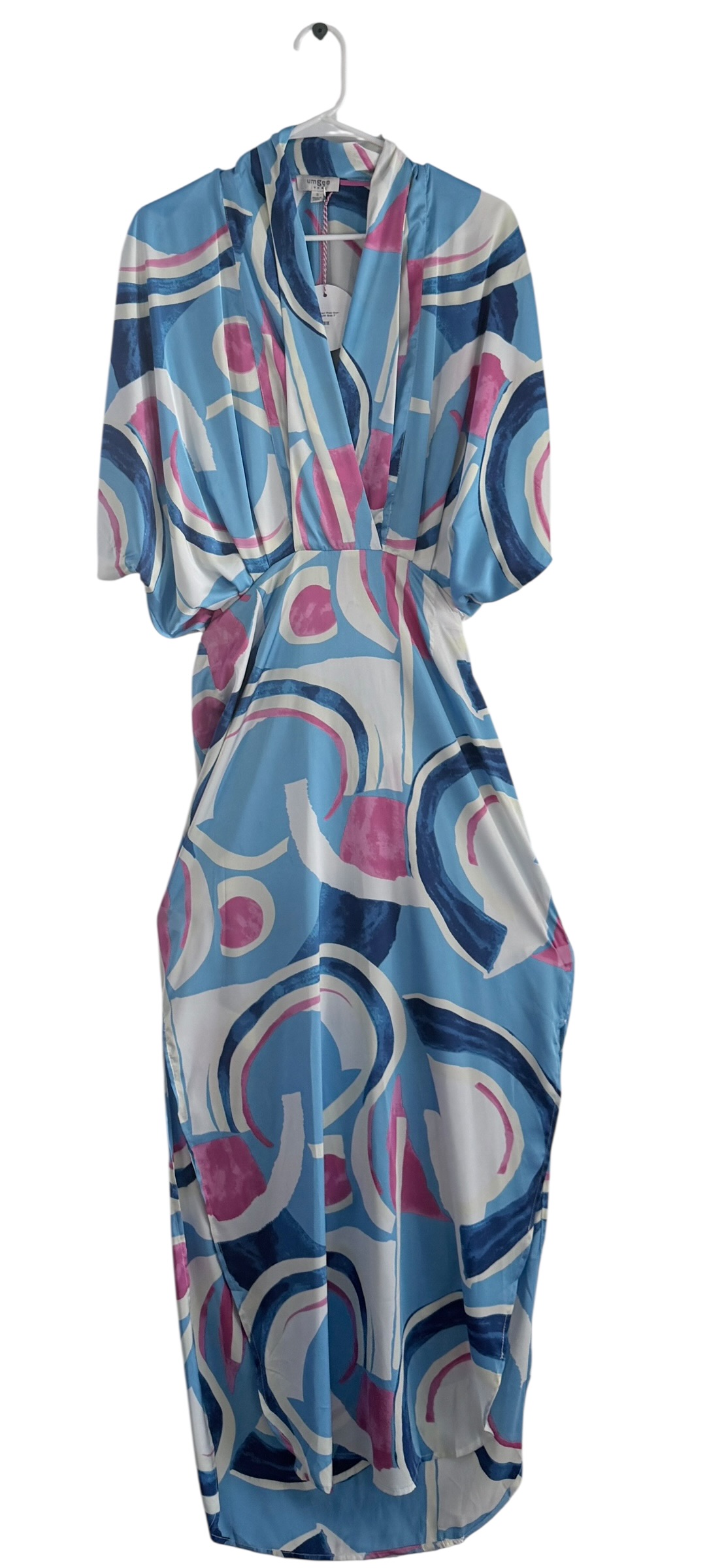 Umgee Satin Abstract Print Overlap Maxi Dress thumbnail 2