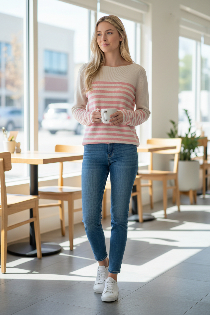 Who What Wear Striped Pullover Sweater - Image 1