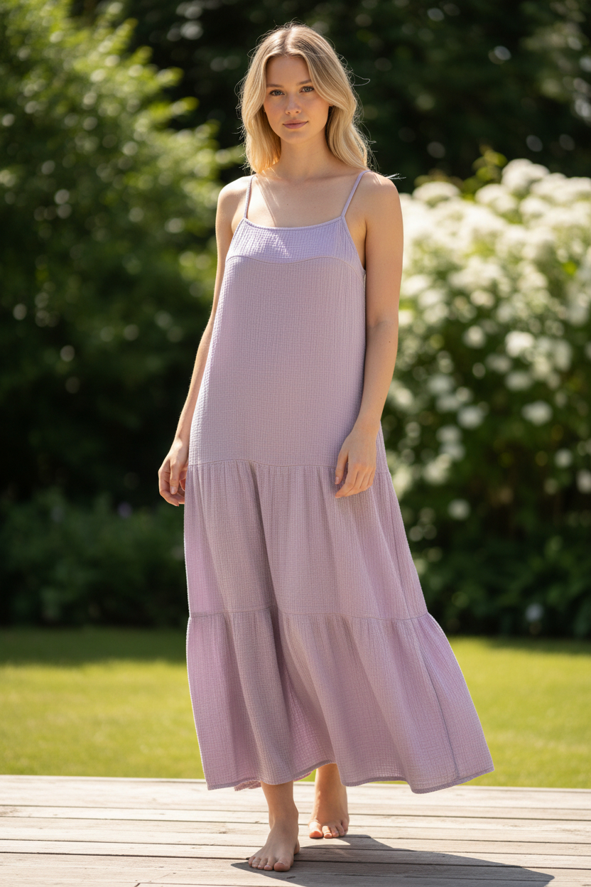 Ming Tiered Waffle Maxi Dress - Image 1