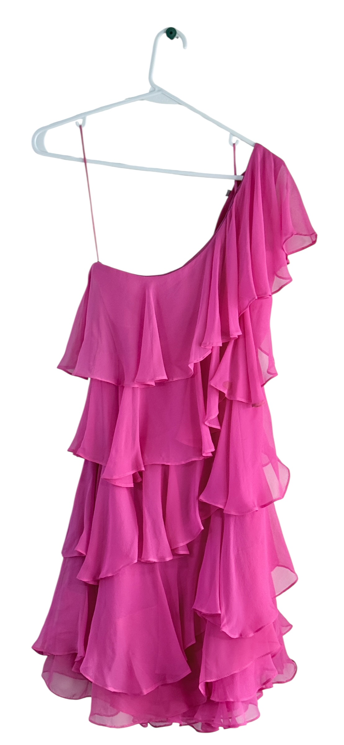 Halston Heritage One-Shoulder Silk Ruffle Dress thumbnail 2