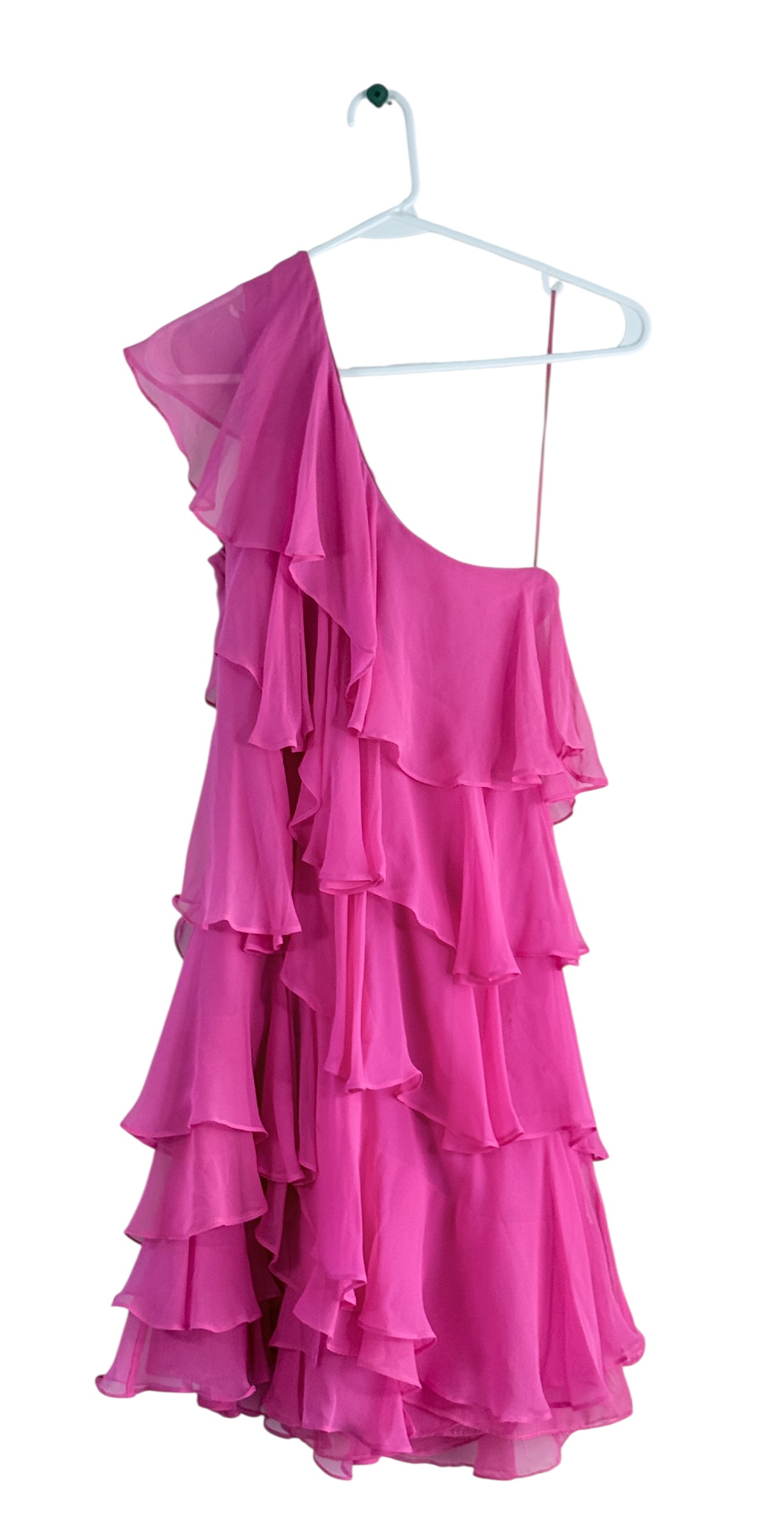 Halston Heritage One-Shoulder Silk Ruffle Dress thumbnail 3