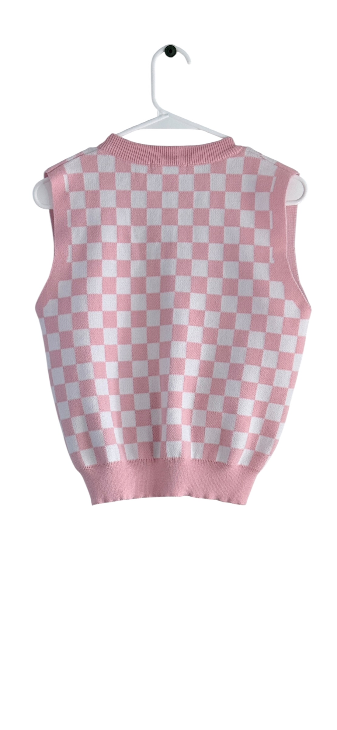 Checkerboard Sleeveless Knit Sweater Vest thumbnail 3