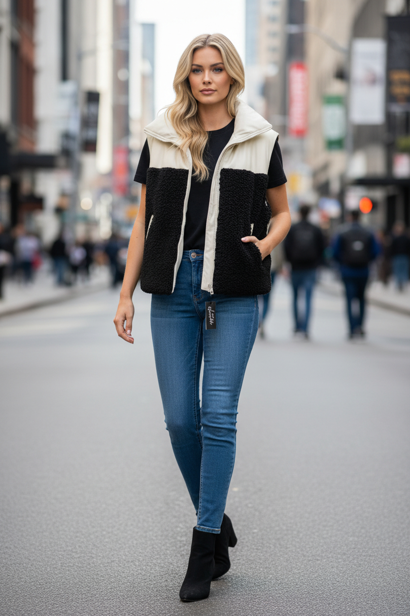 Elan Faux Leather Reversible Vest - Image 1