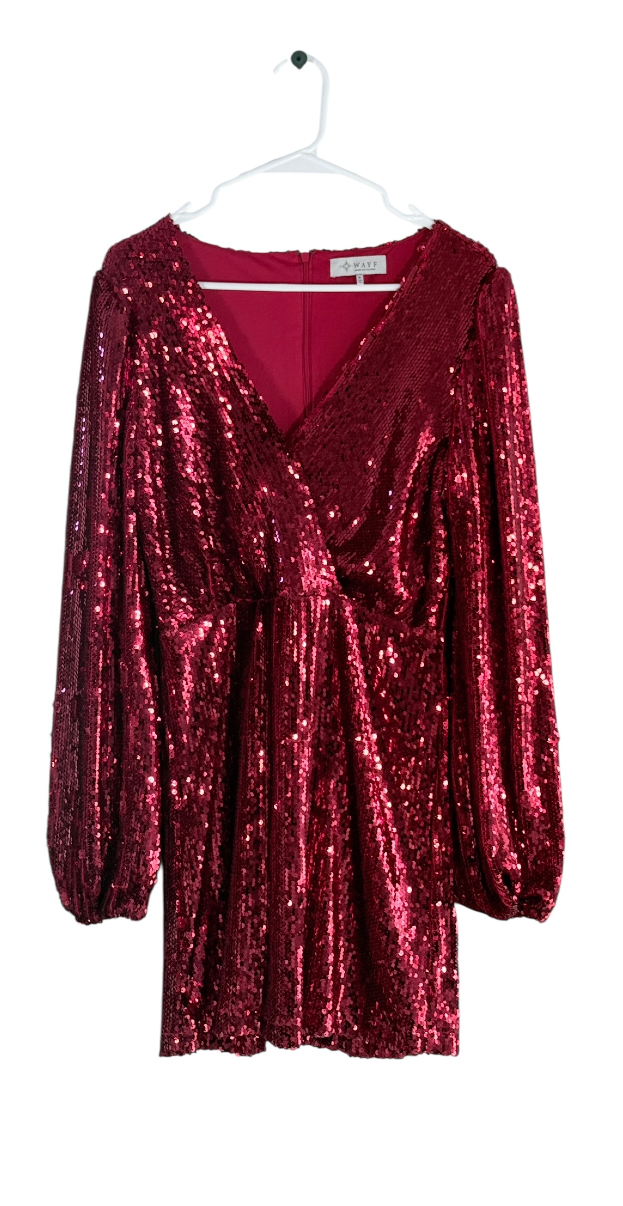 WAYF Flash Sequin Long Sleeve Wrap Minidress thumbnail 2