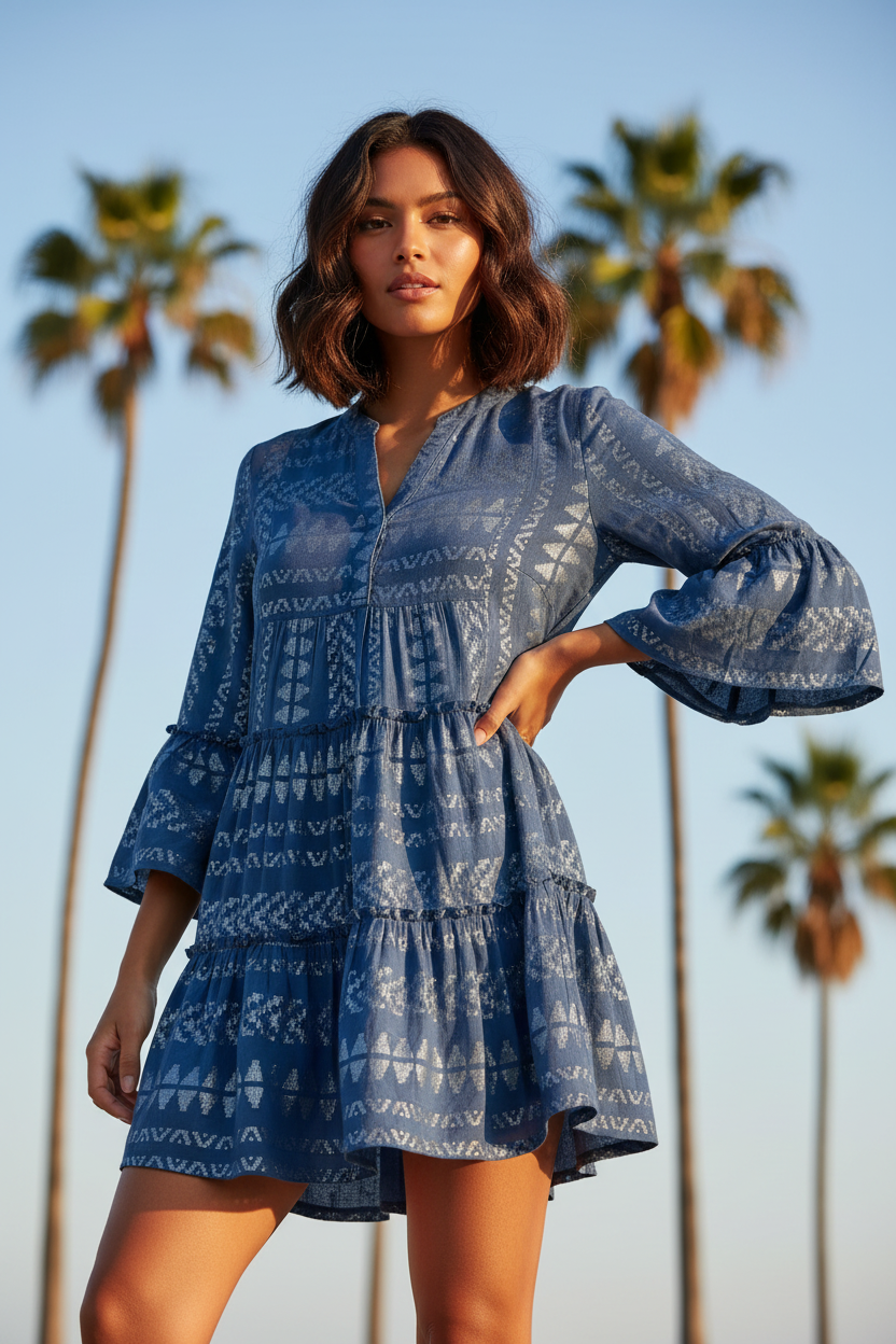 Elan Metallic Bell Sleeve Dress thumbnail 2