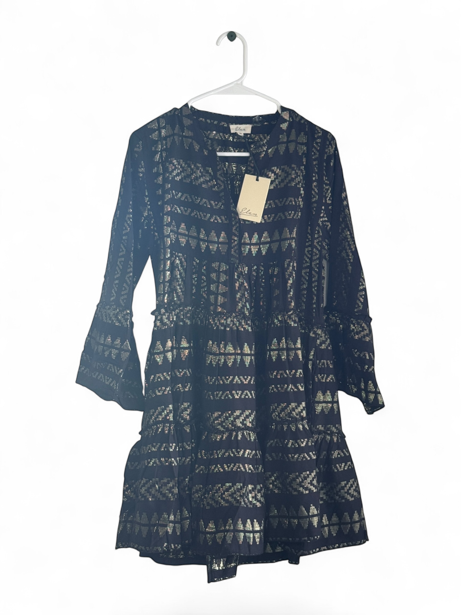 Elan Metallic Bell Sleeve Dress thumbnail 3