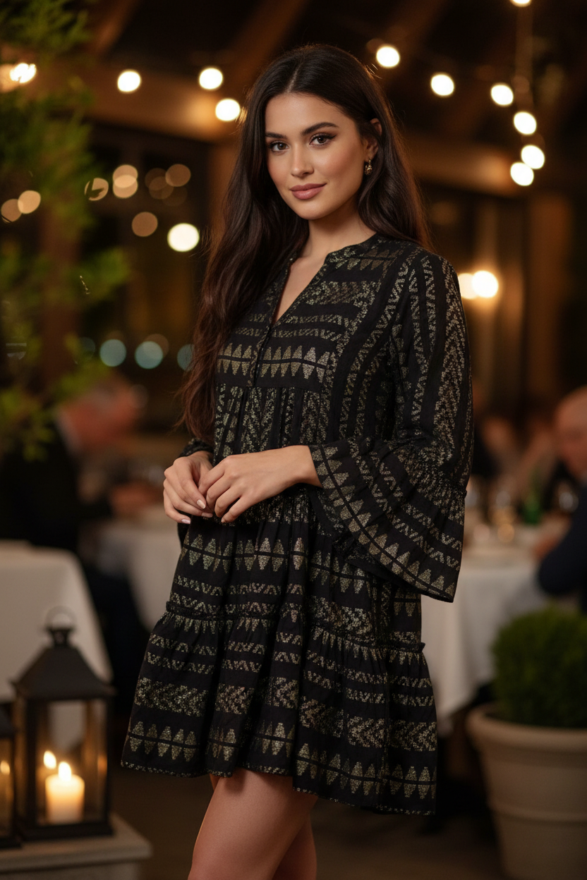 Elan Metallic Bell Sleeve Dress thumbnail 2