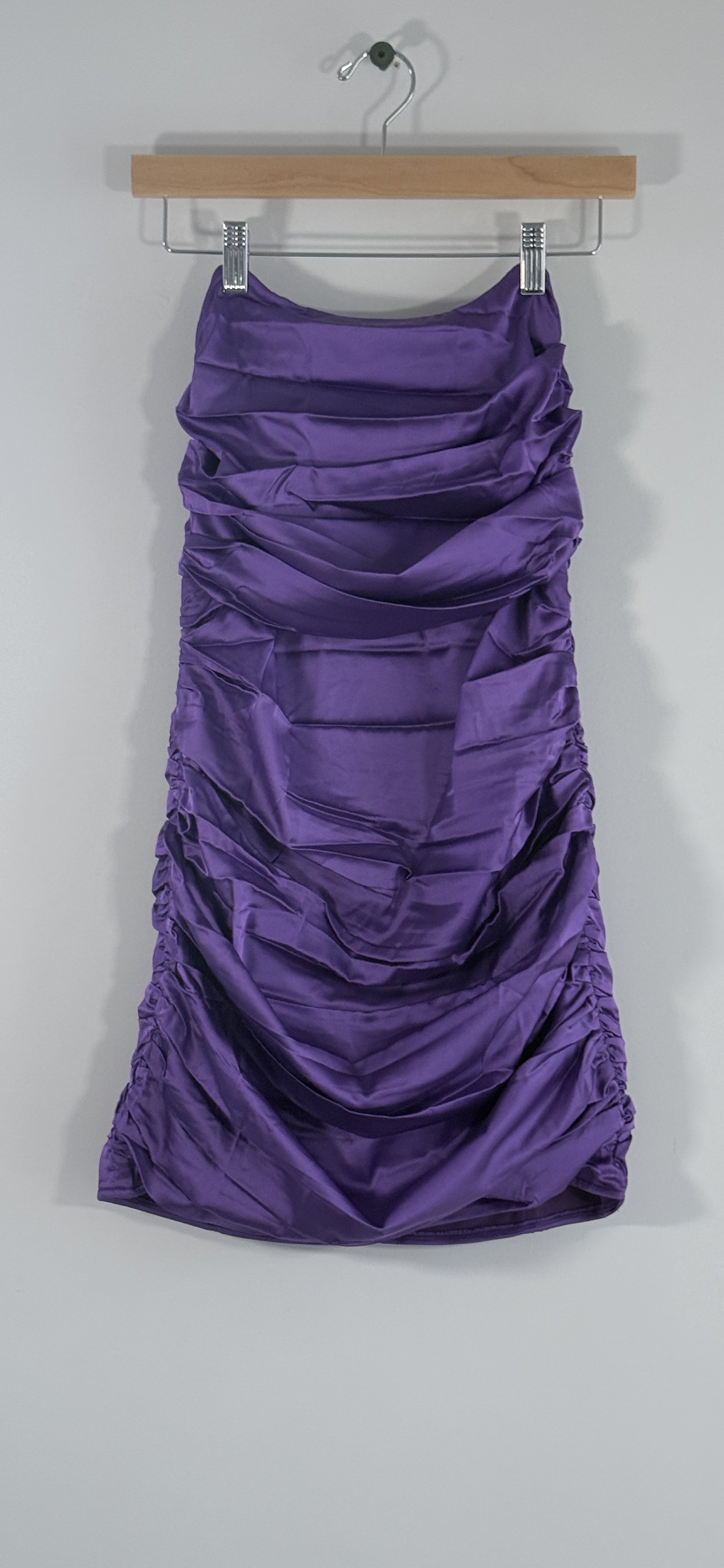 Sky to Moon Strapless Deep V Ruched Mini Dress. thumbnail 2