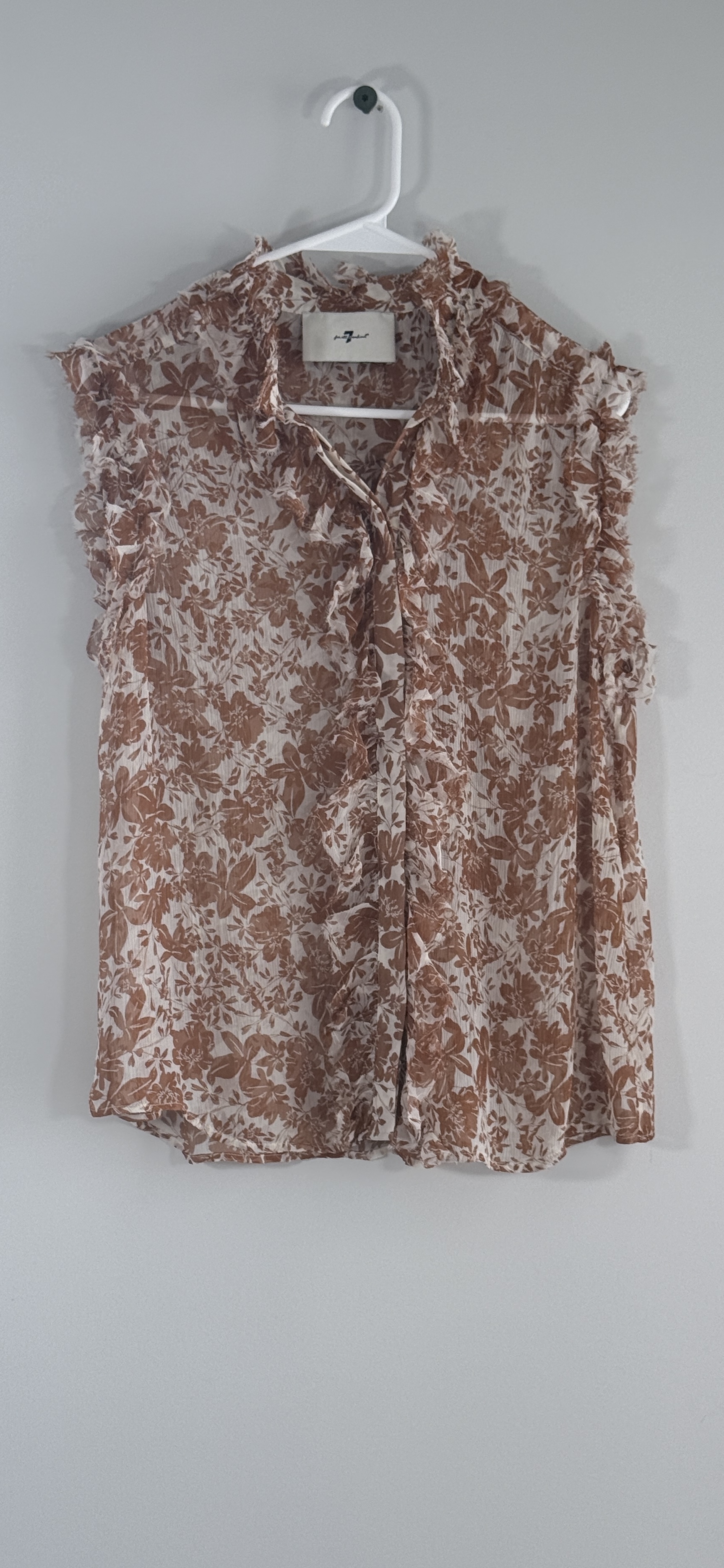 7 For All Mankind Ruffled Cotton Sleeveless Blouse thumbnail 2