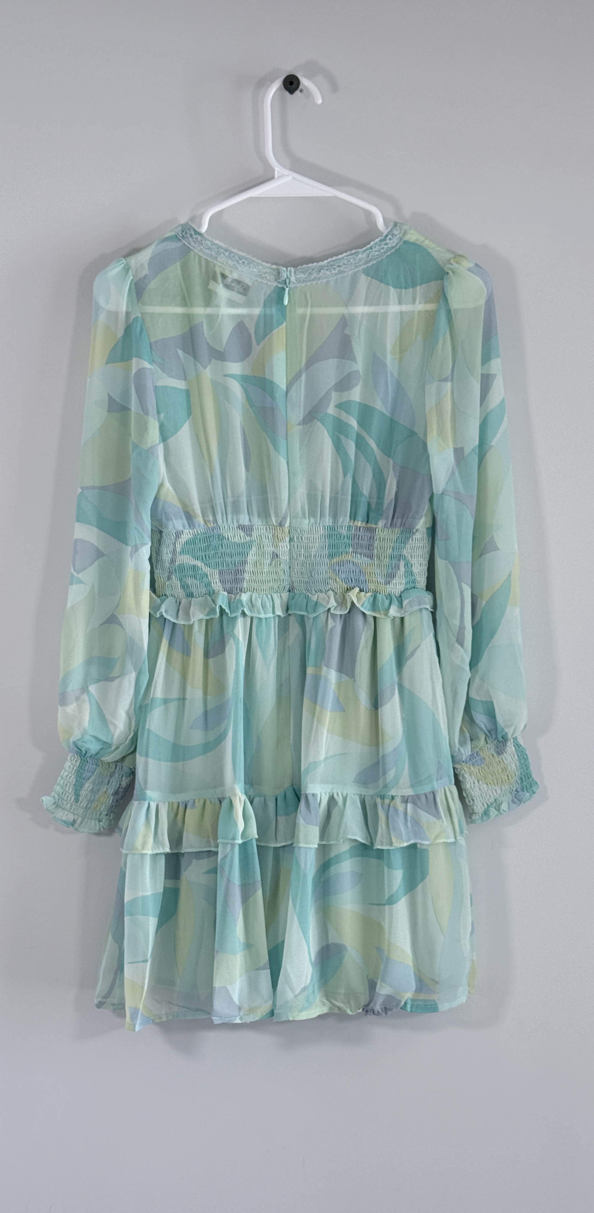 Sky to Moon Leaf Layered Mini Dress in Blue. thumbnail 3