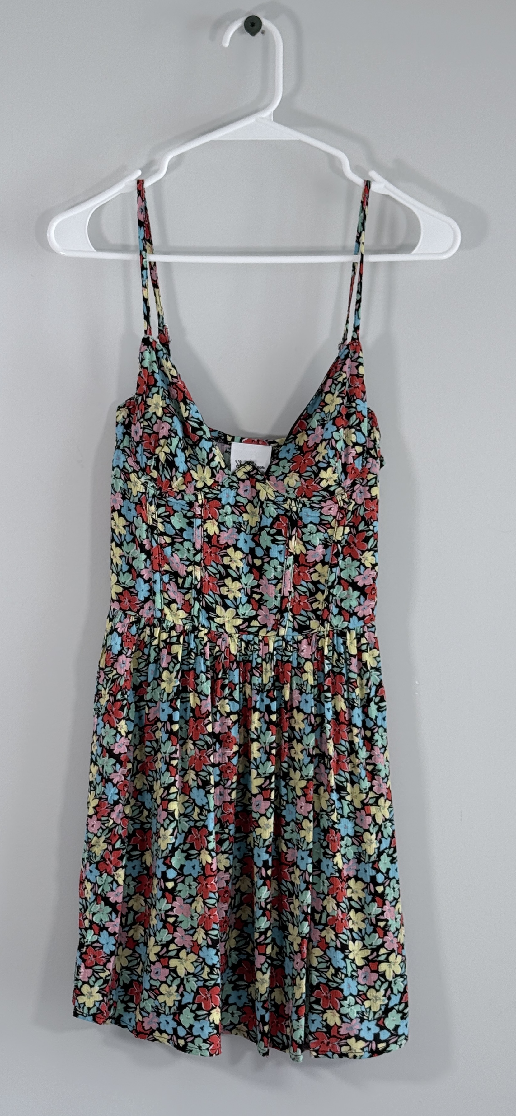 Sky to Moon Dalia Blue and Red Floral Print Cami Dress. thumbnail 2