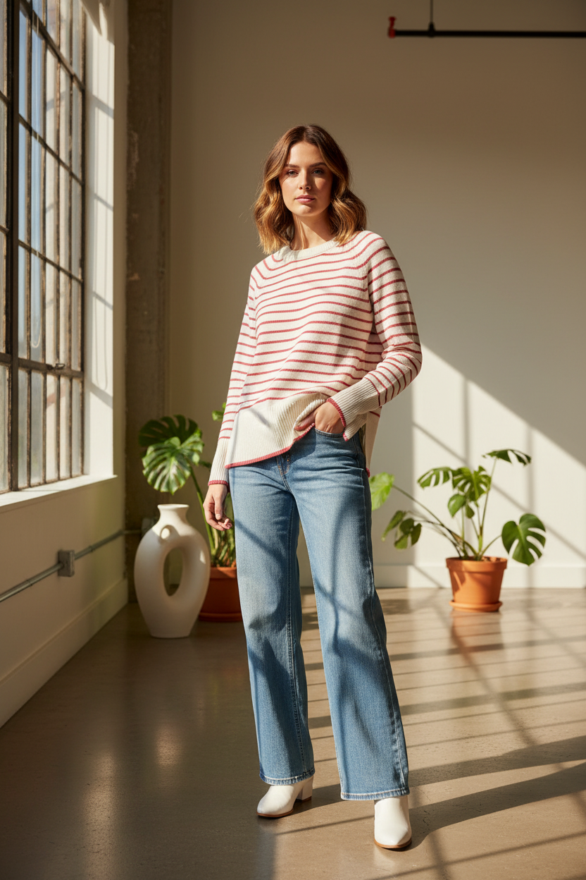 A New Day Striped Crewneck Sweater - Image 1