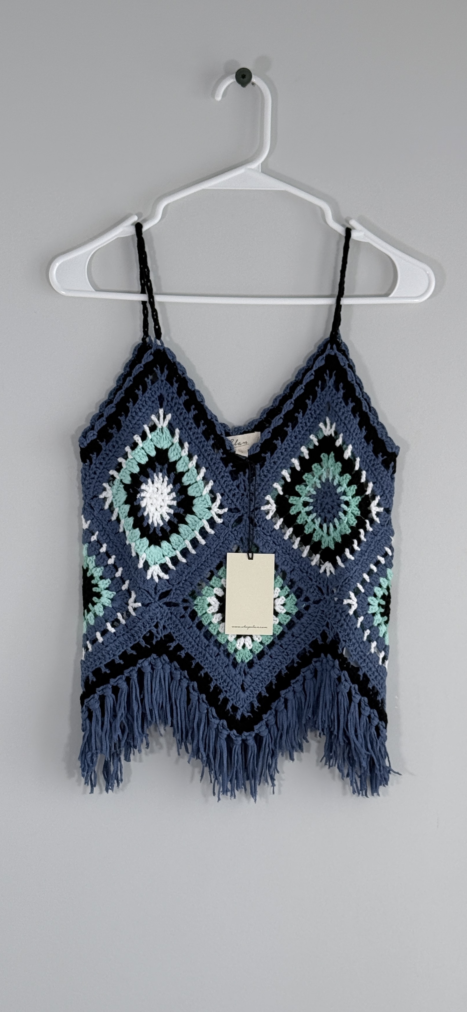 Elan Crochet Tank with Fringe Bottom thumbnail 2