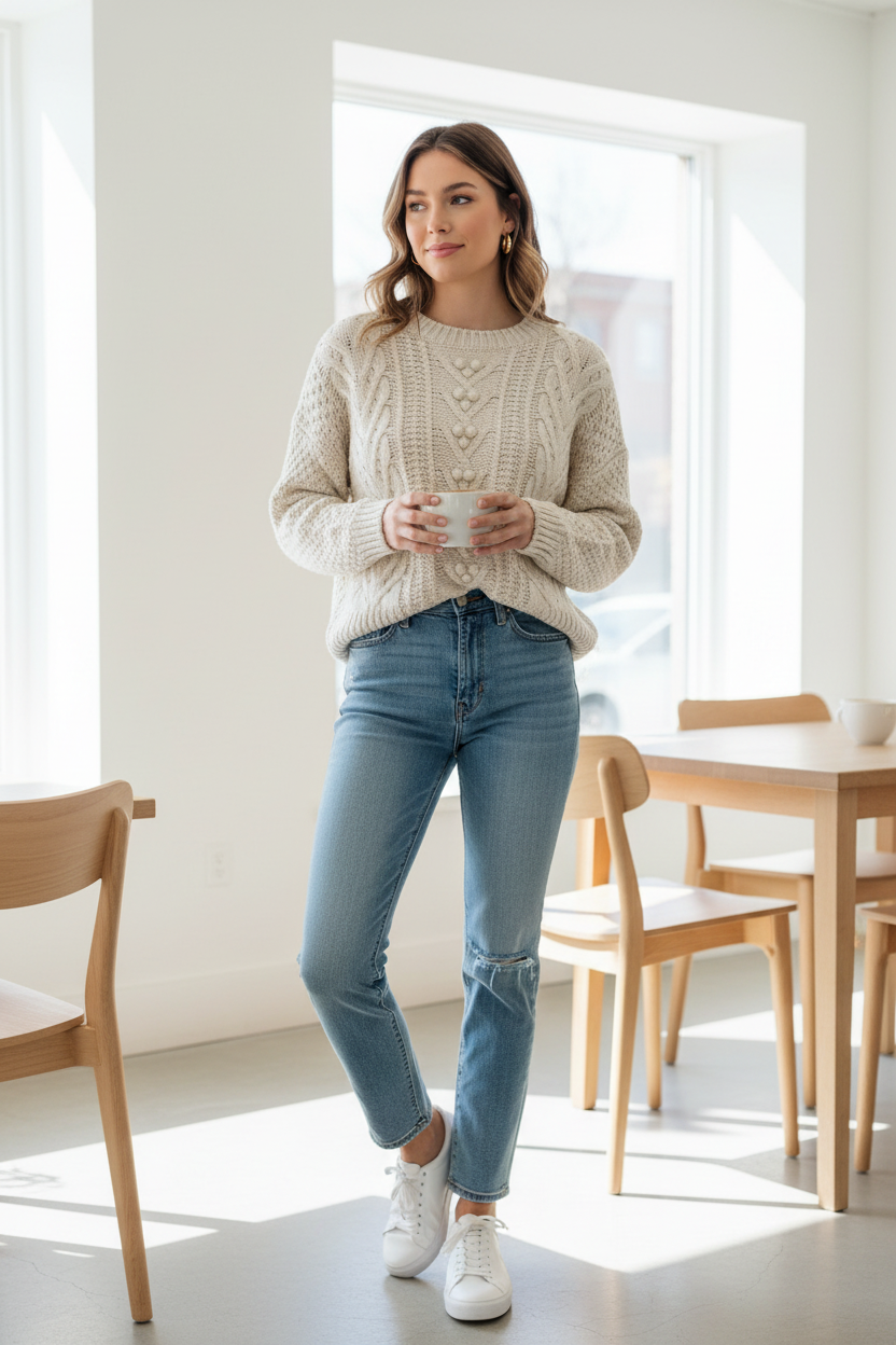 Lush Cable Knit Sweater - Image 1