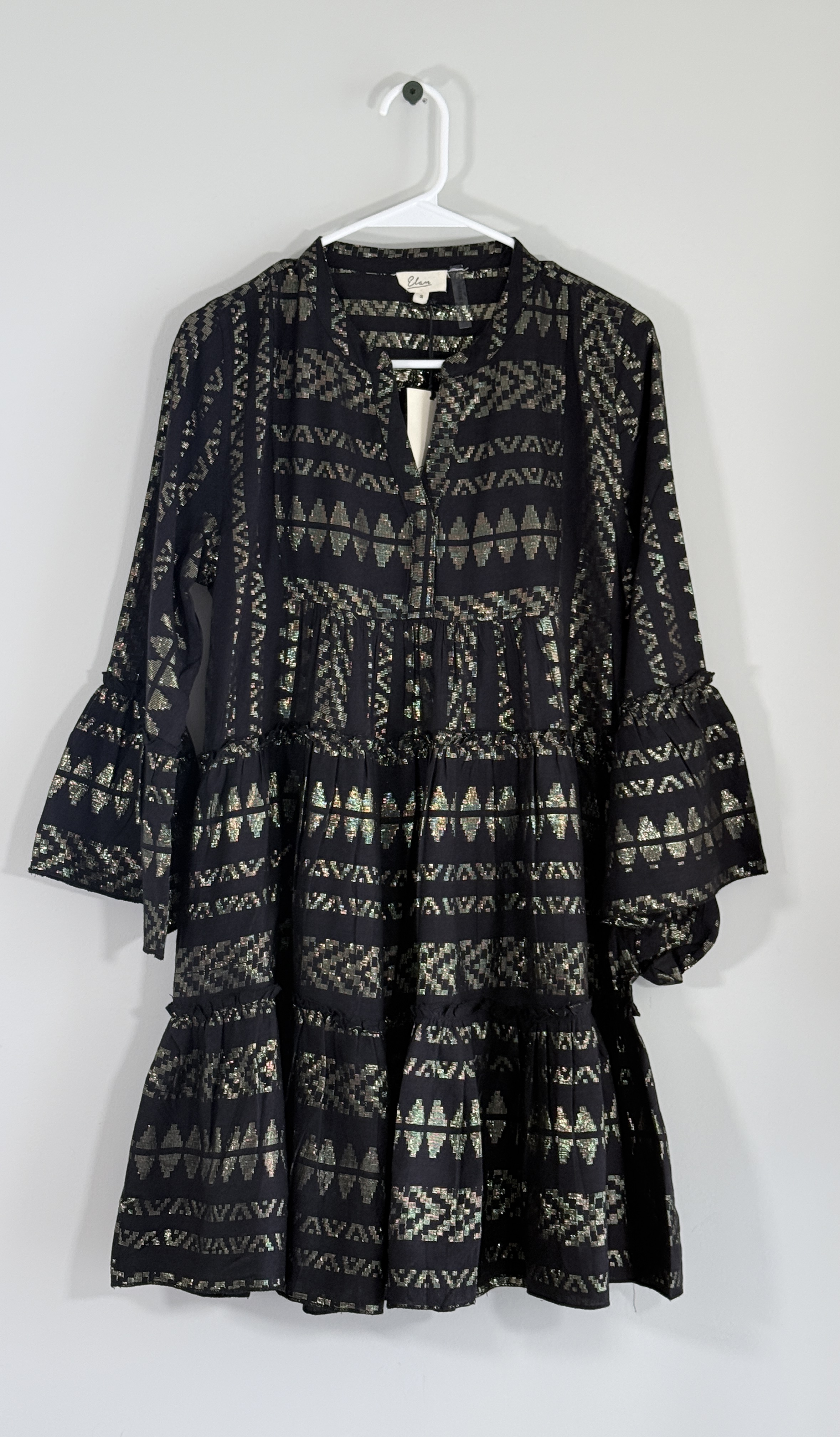 Elan Metallic Bell Sleeve Dress thumbnail 2