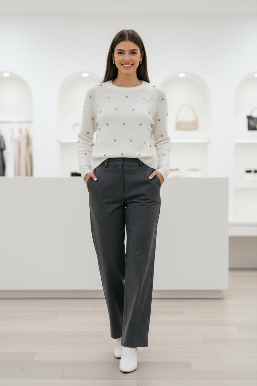 Lucky Brand Heart Stud Crewneck Sweater thumbnail 2