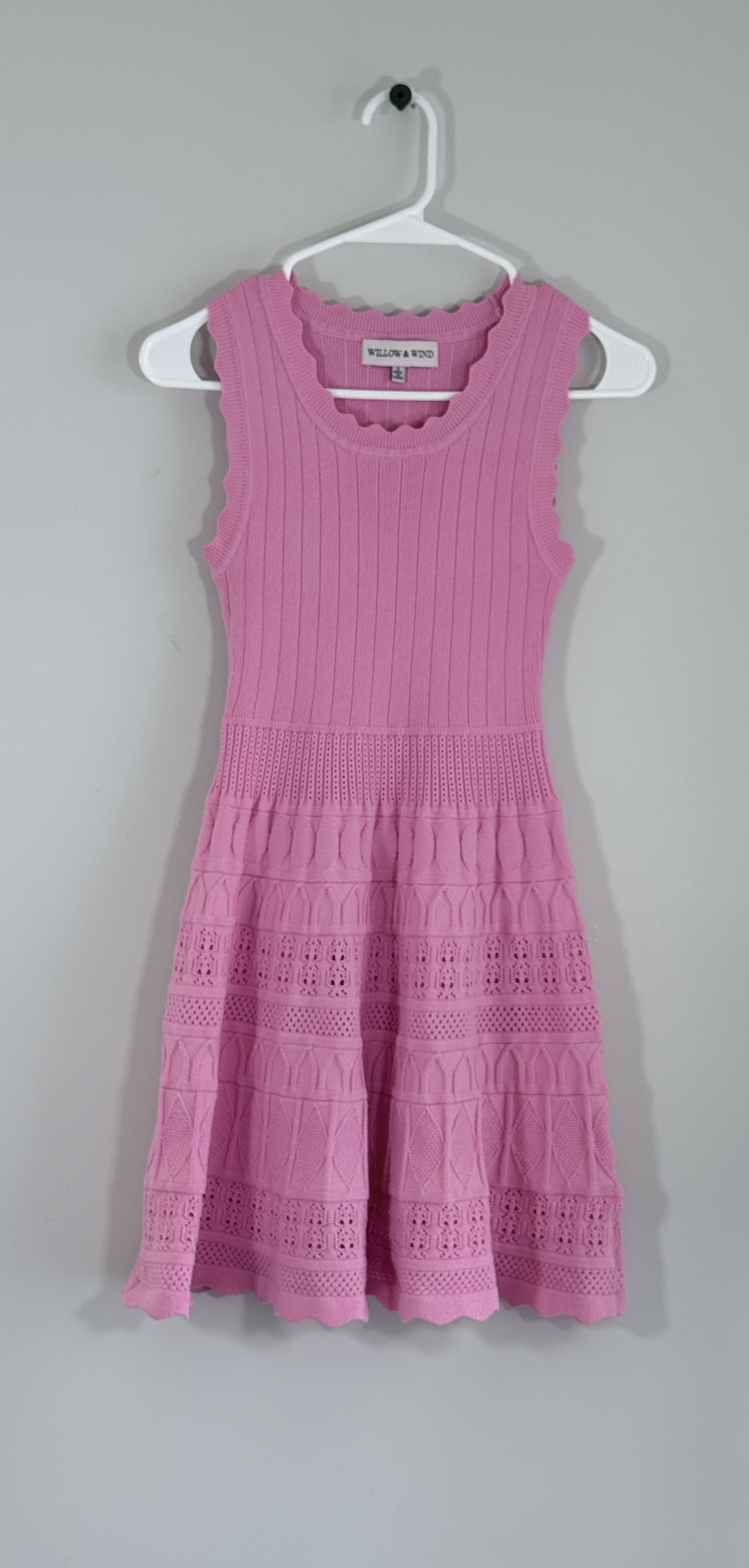 Willow & Wind Pink Scallop Hem Knit Sleeveless A-Line Dress thumbnail 3