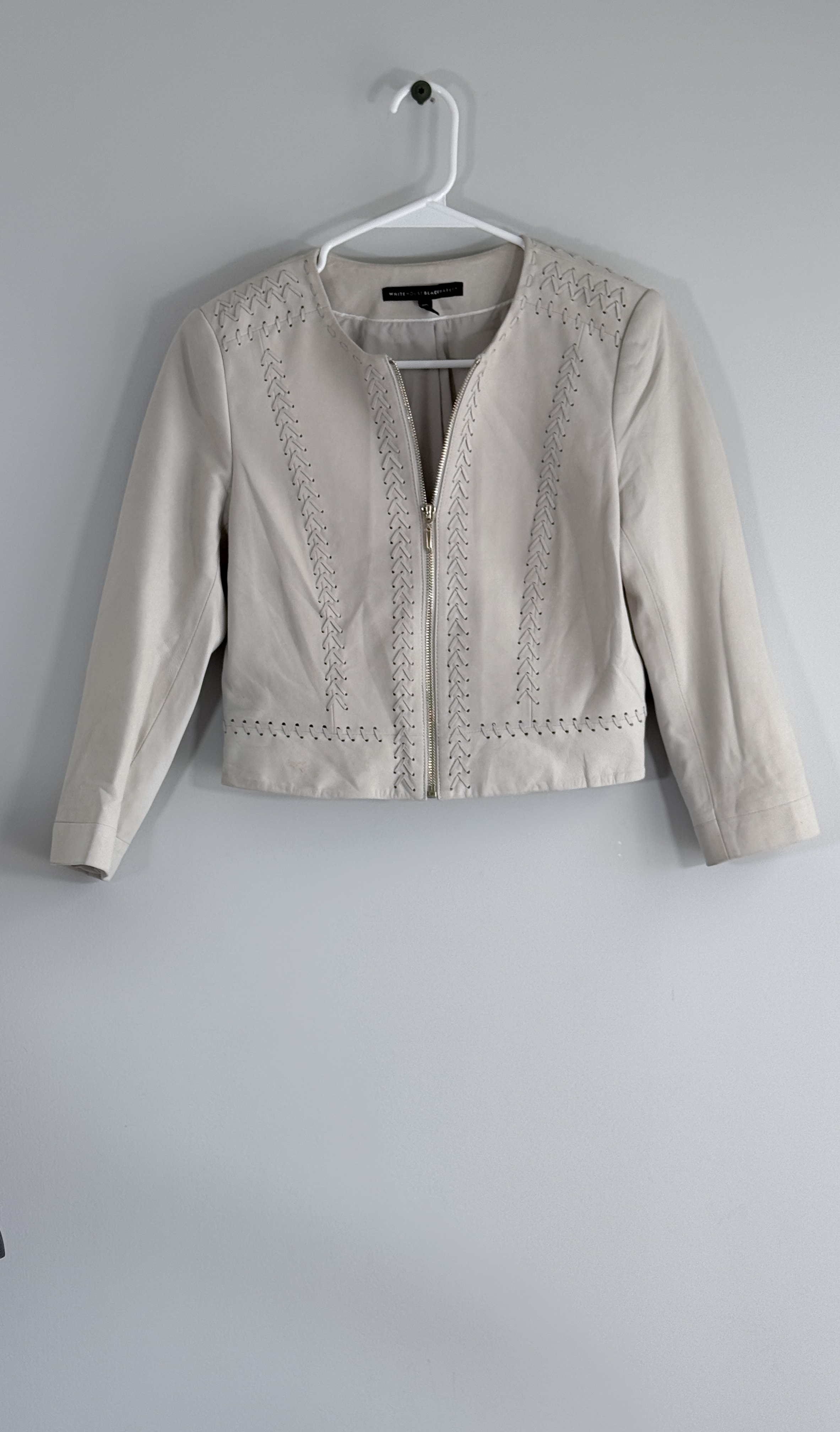 White House Black Market- Collarless Leather Jacket thumbnail 2