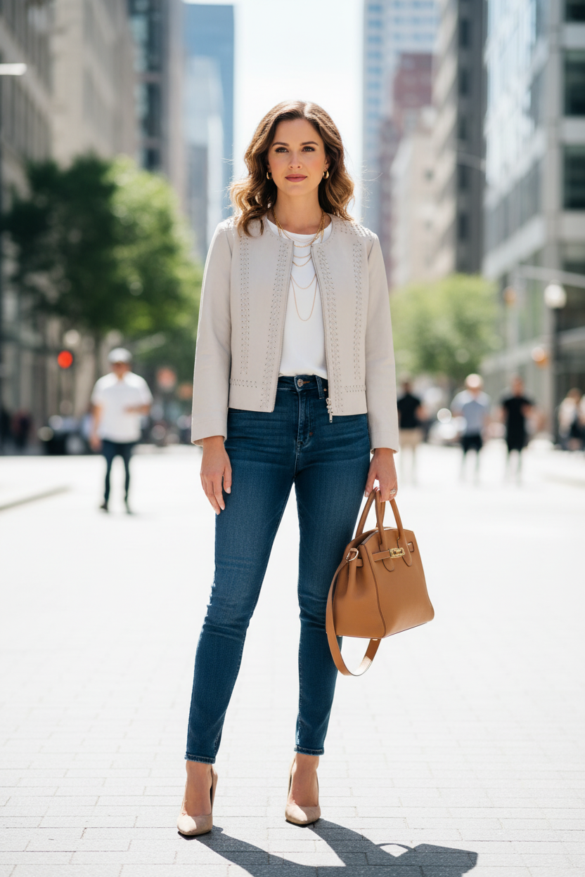 White House Black Market- Collarless Leather Jacket - Image 1