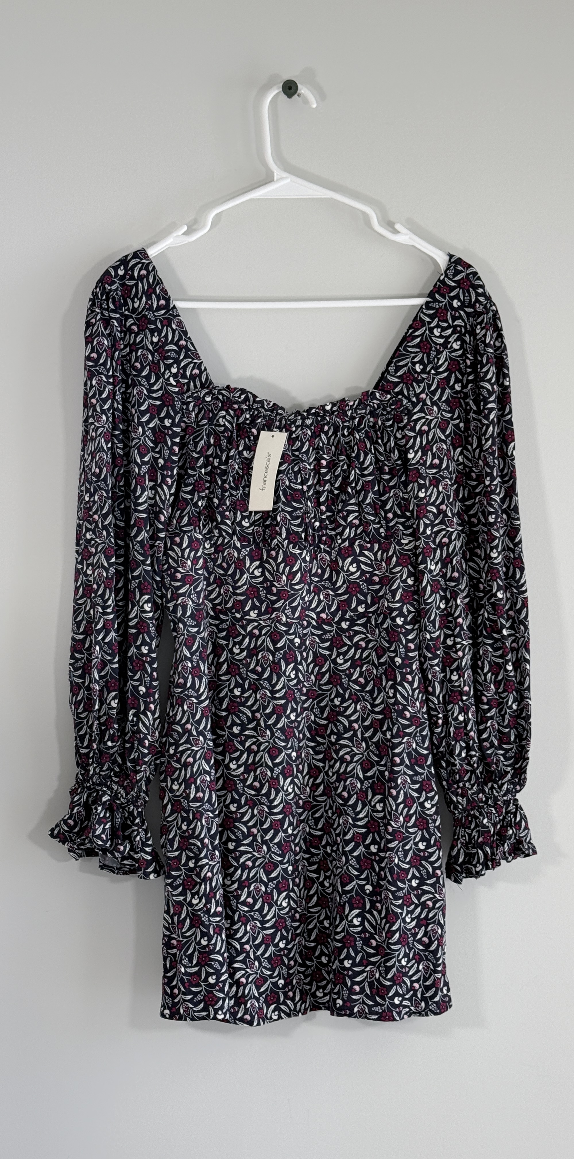 Francesca's Blue Rain Floral Smocked Mini Dress thumbnail 2