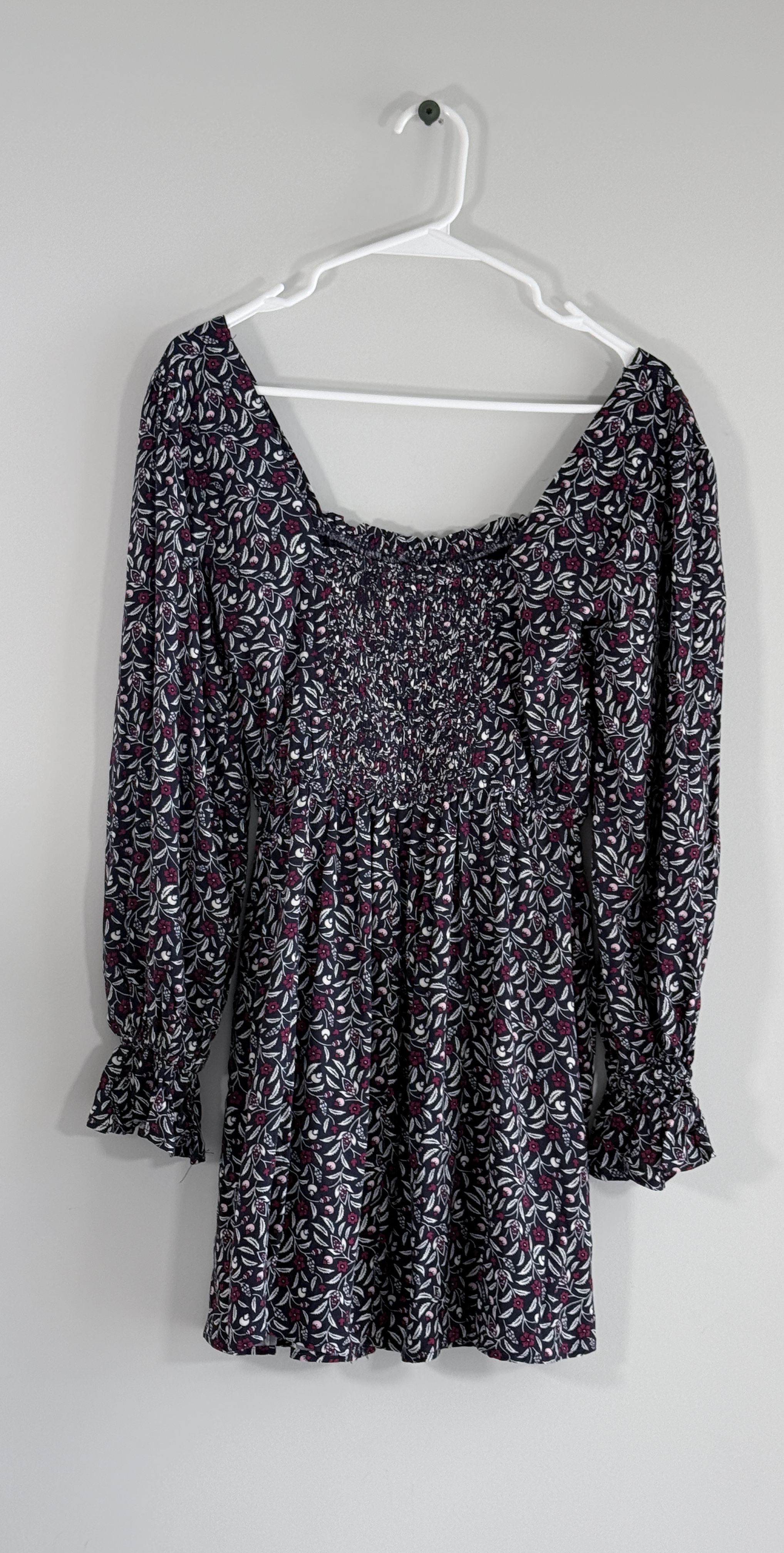 Francesca's Blue Rain Floral Smocked Mini Dress thumbnail 3