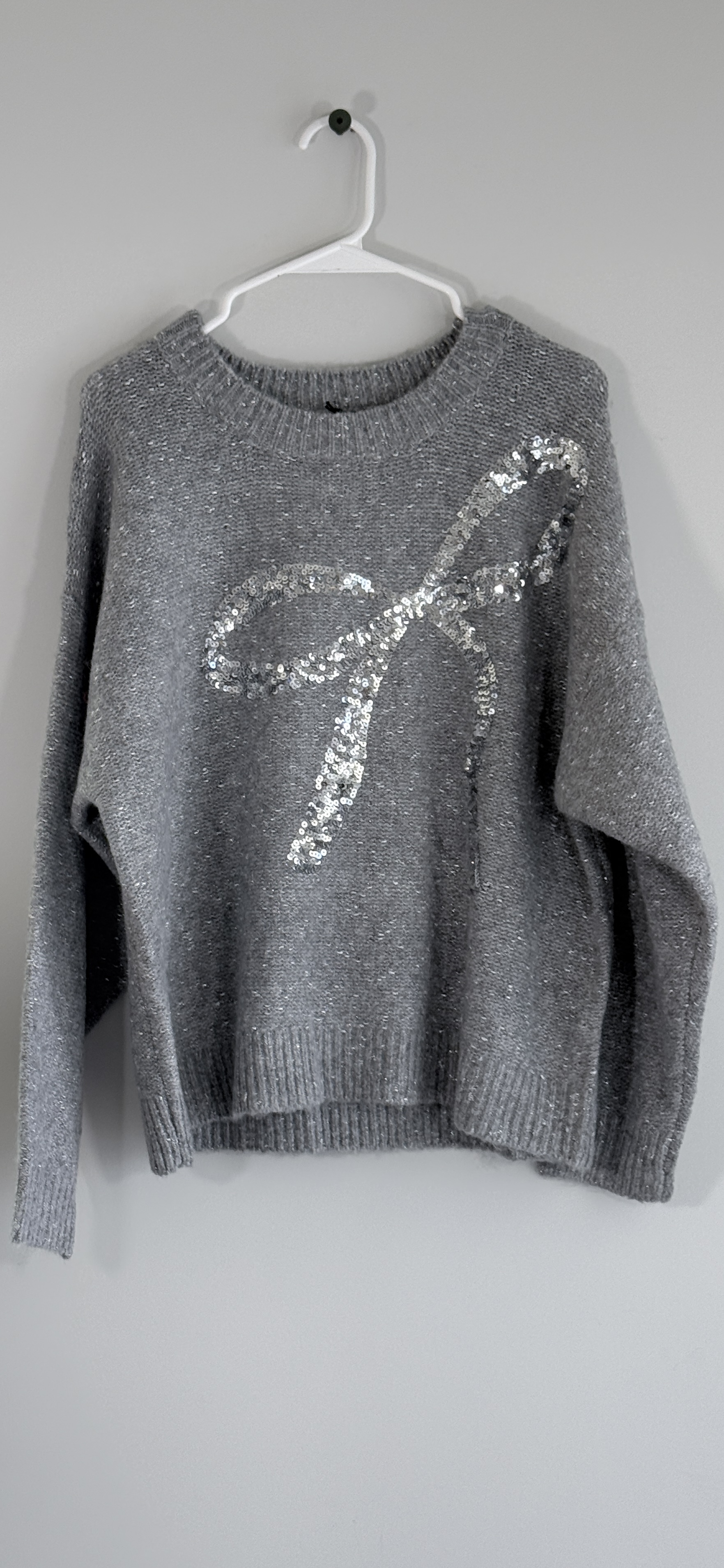 Elan Gray Sequin Bow Sweater thumbnail 2