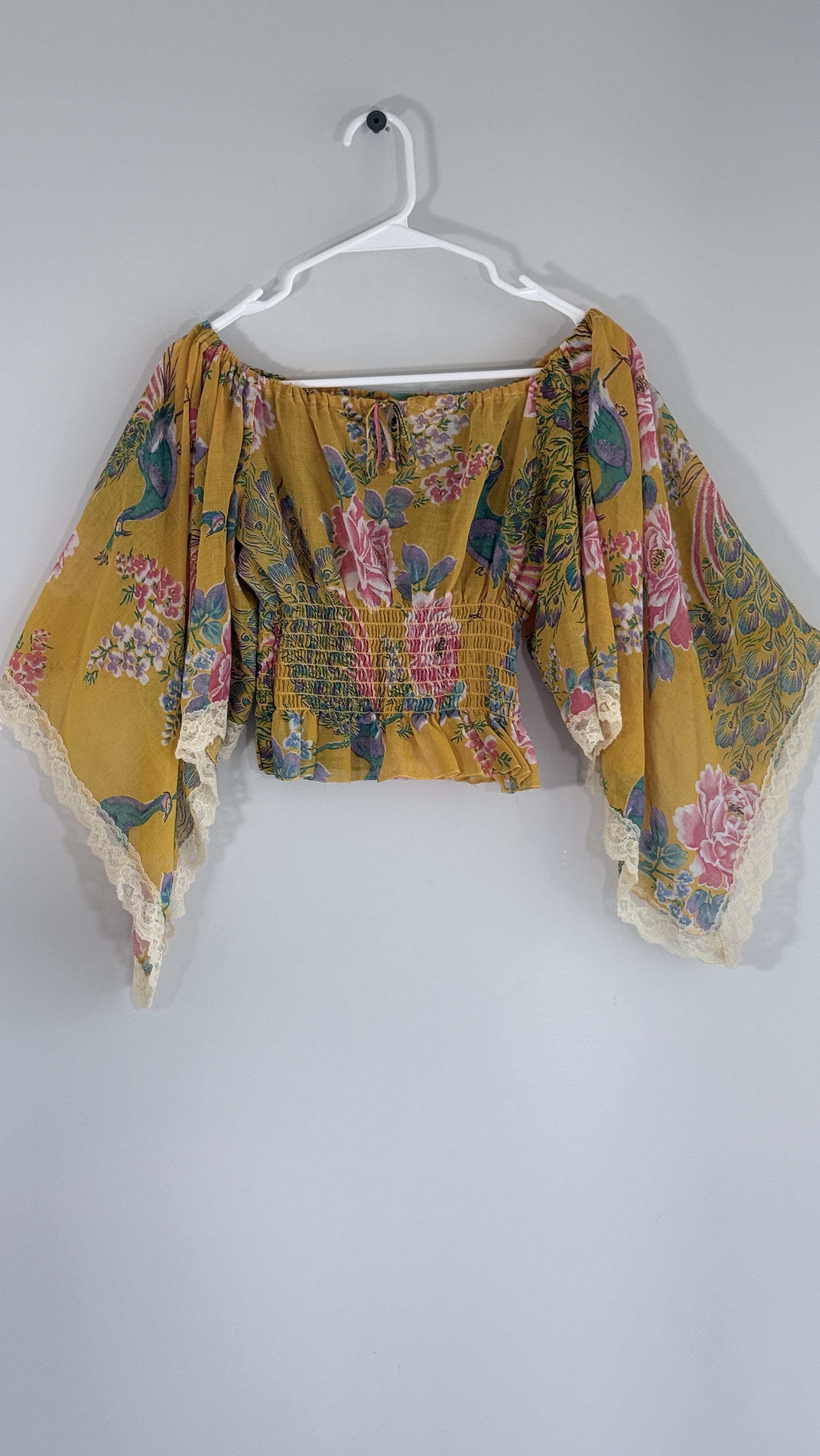 Floral Kimono Sleeve Crop Top thumbnail 3