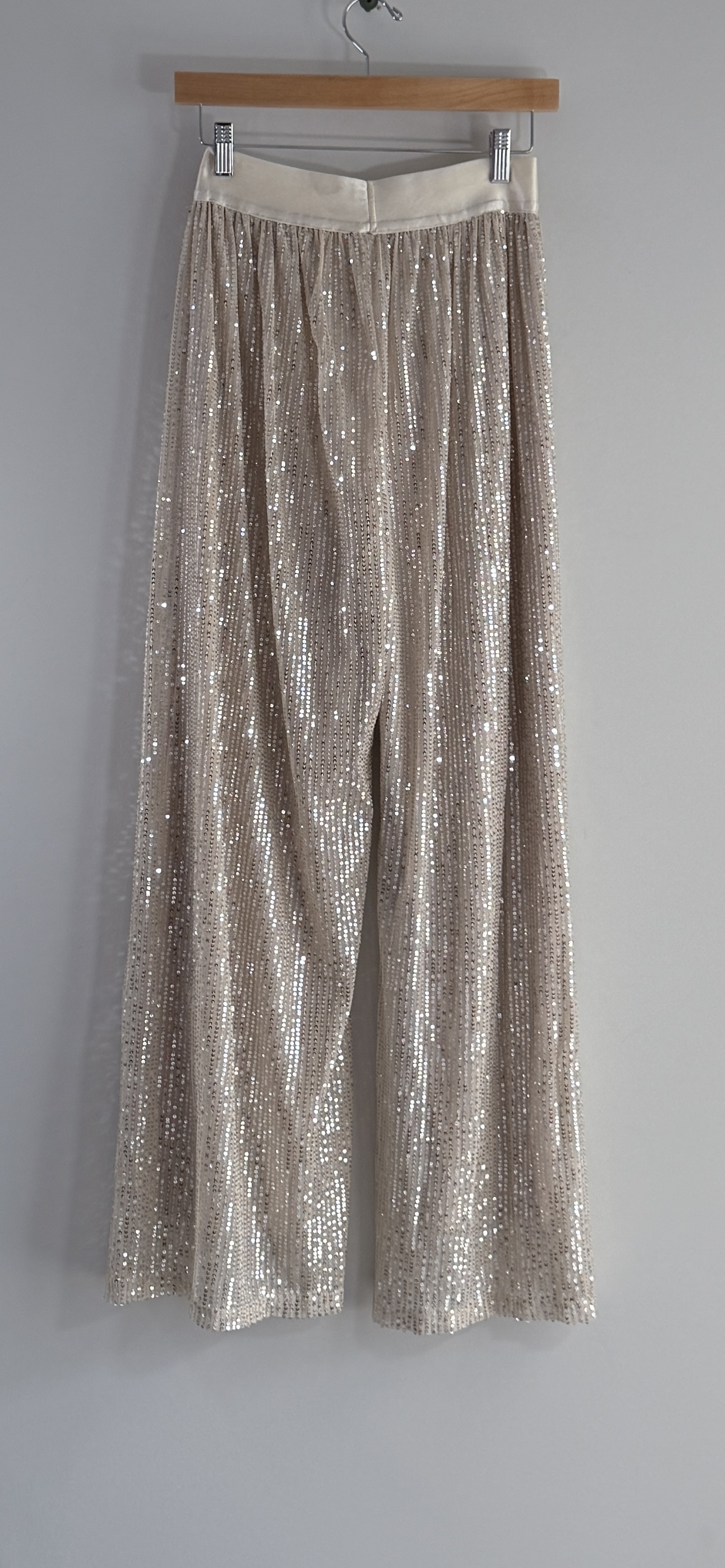 Champaign Sequins High-Waist Straight-Leg Pants. thumbnail 4