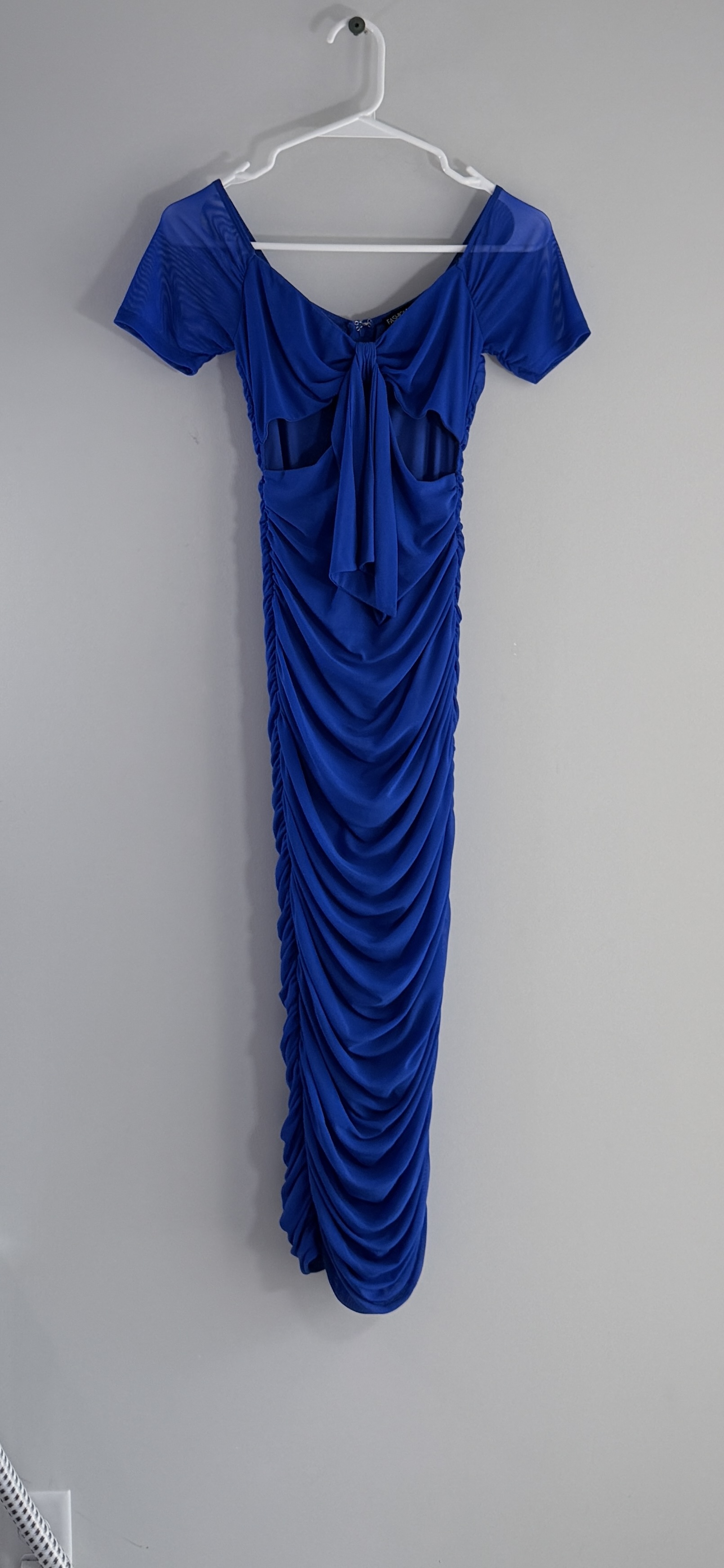 FashionNova Simple And Sweet Mesh Ruched Dress - Royal thumbnail 2