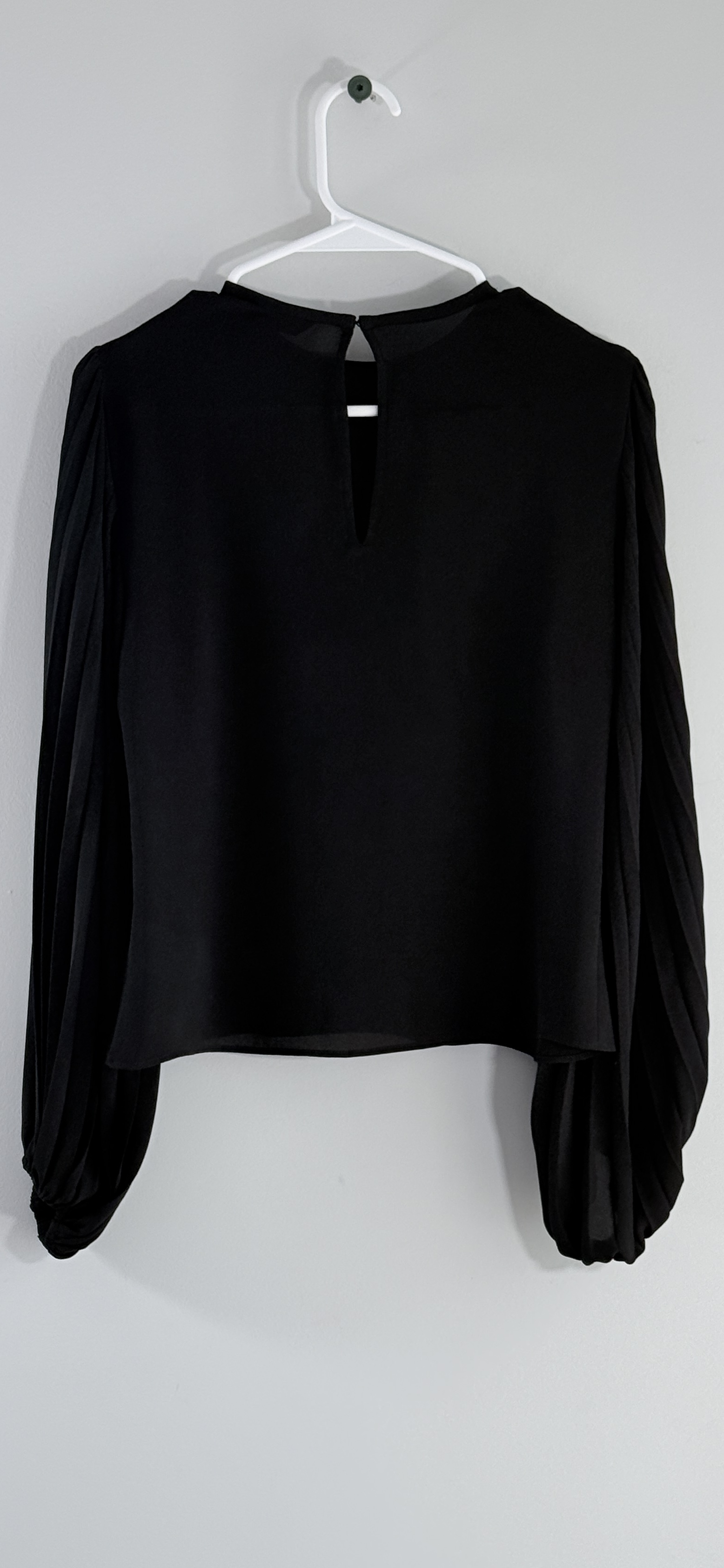 Express Black Pleated Bell Sleeve Blouse thumbnail 3