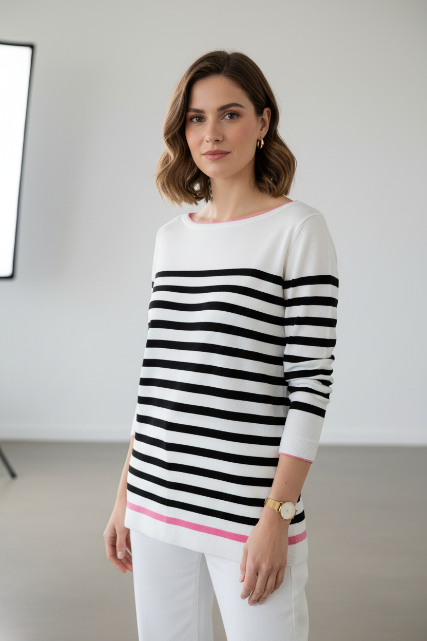Nautica Women's Striped Long-Sleeve Sweater - Image 1