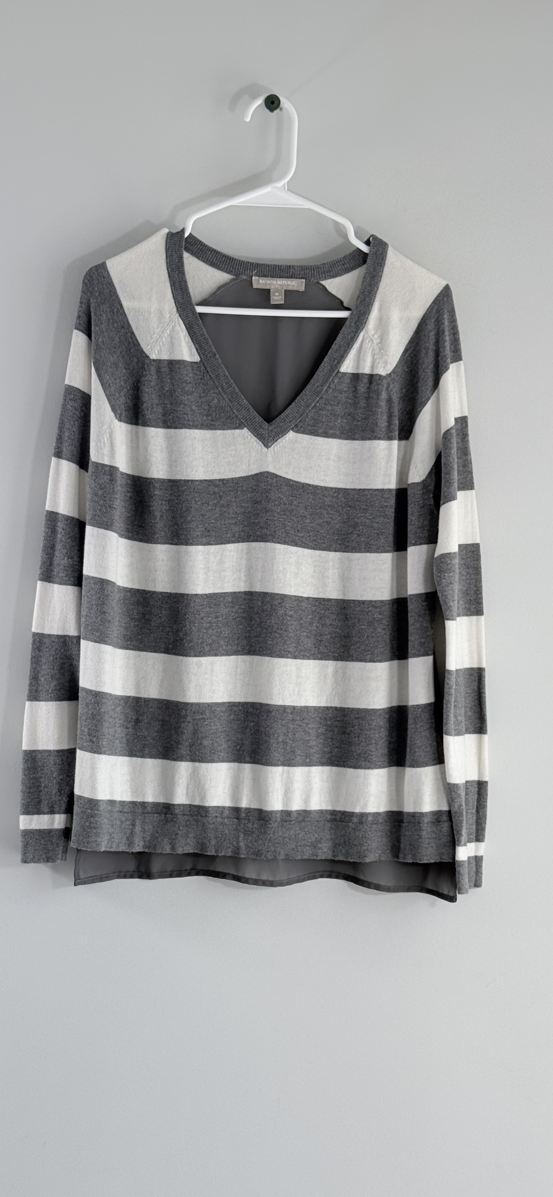 Banana Republic Charcoal & Ivory Striped Blouse thumbnail 2