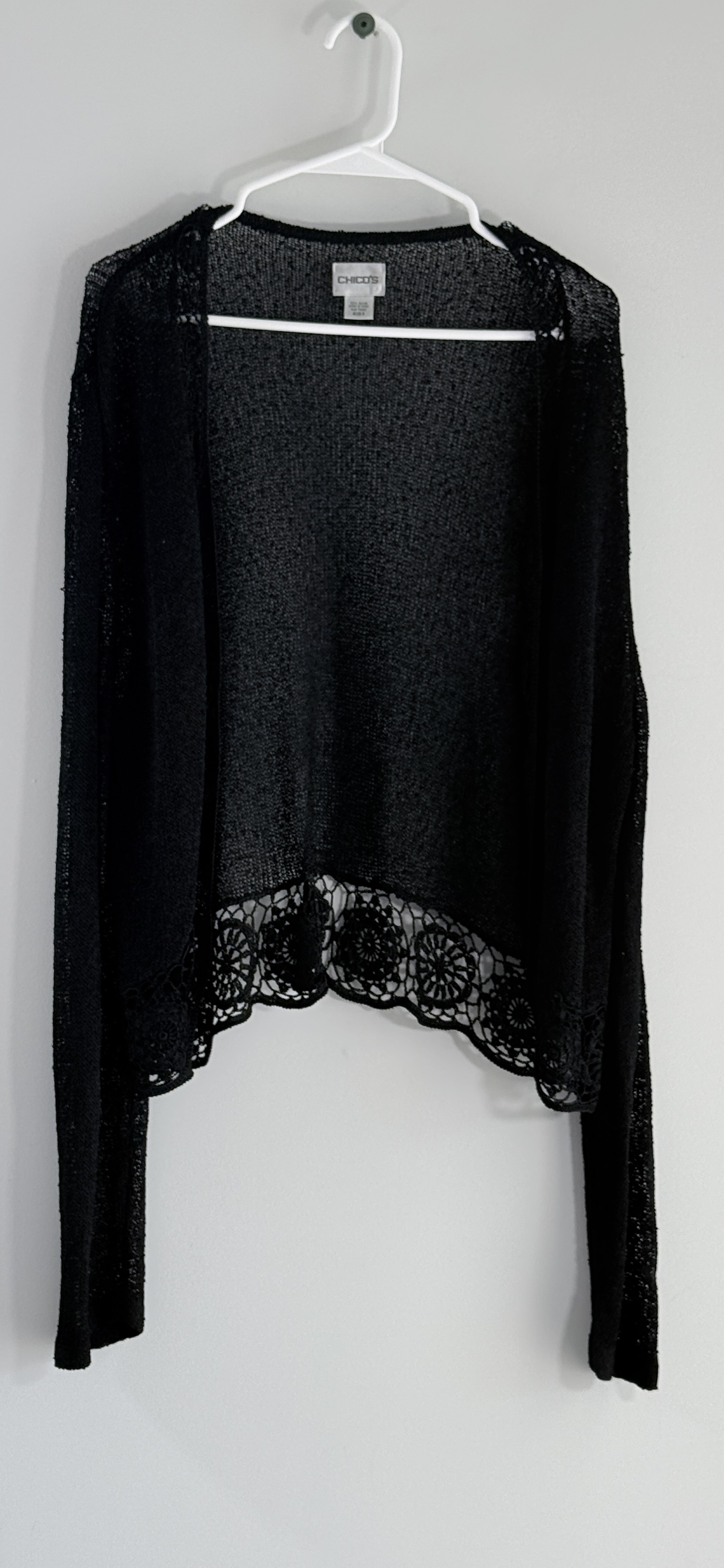 Chico's Crochet Lace Trim Lightweight Cardigan thumbnail 2